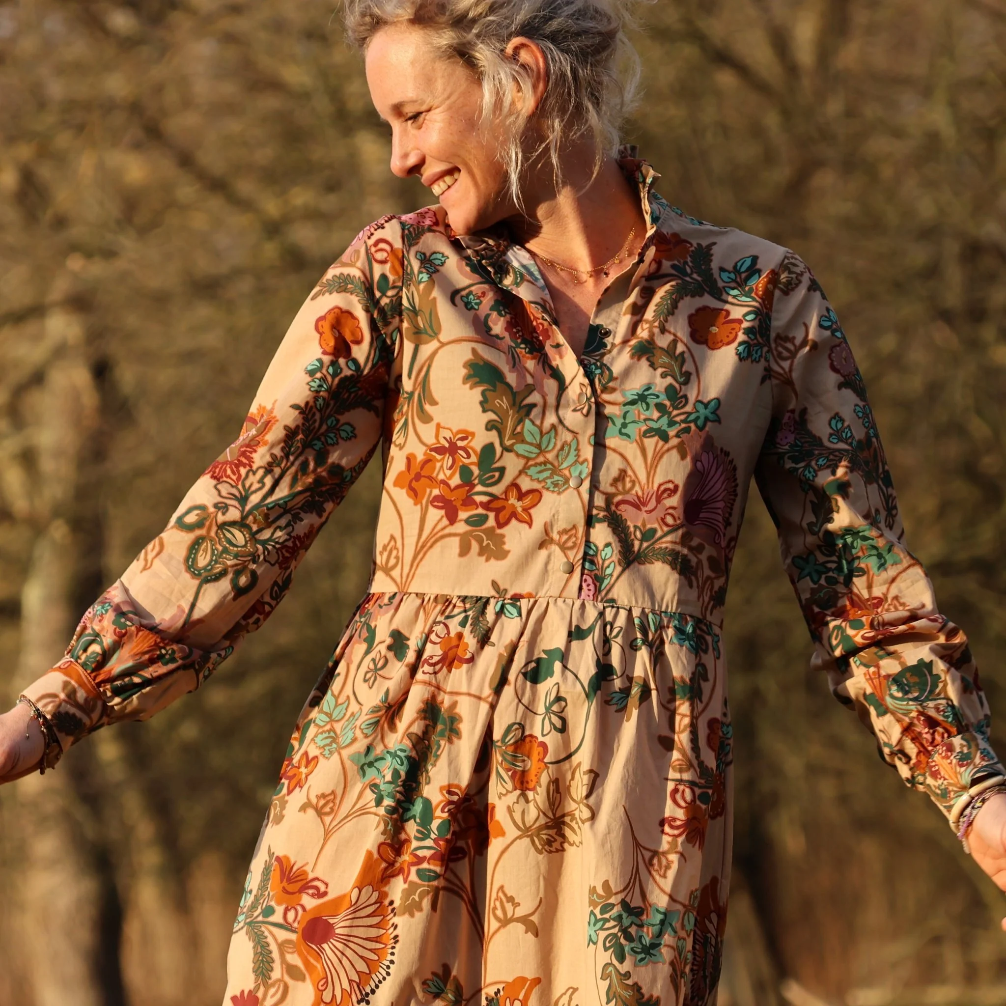Robe Pomme - longueur midi - coton léger - jardin mystique - Image 4
