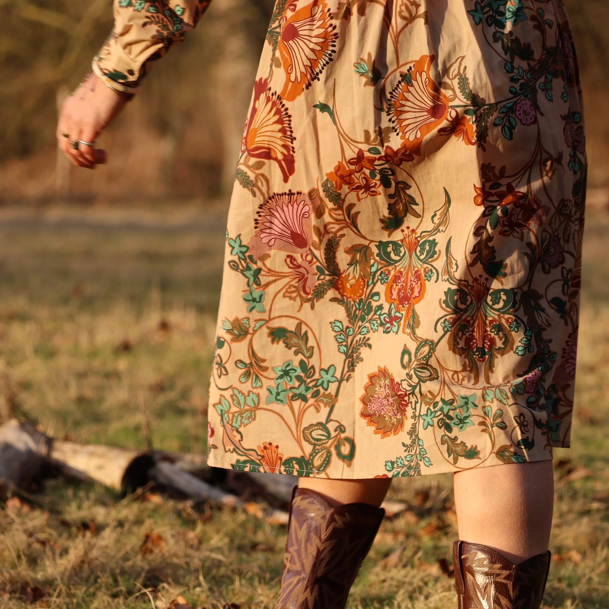 Robe Pomme - longueur midi - coton léger - jardin mystique - Image 6