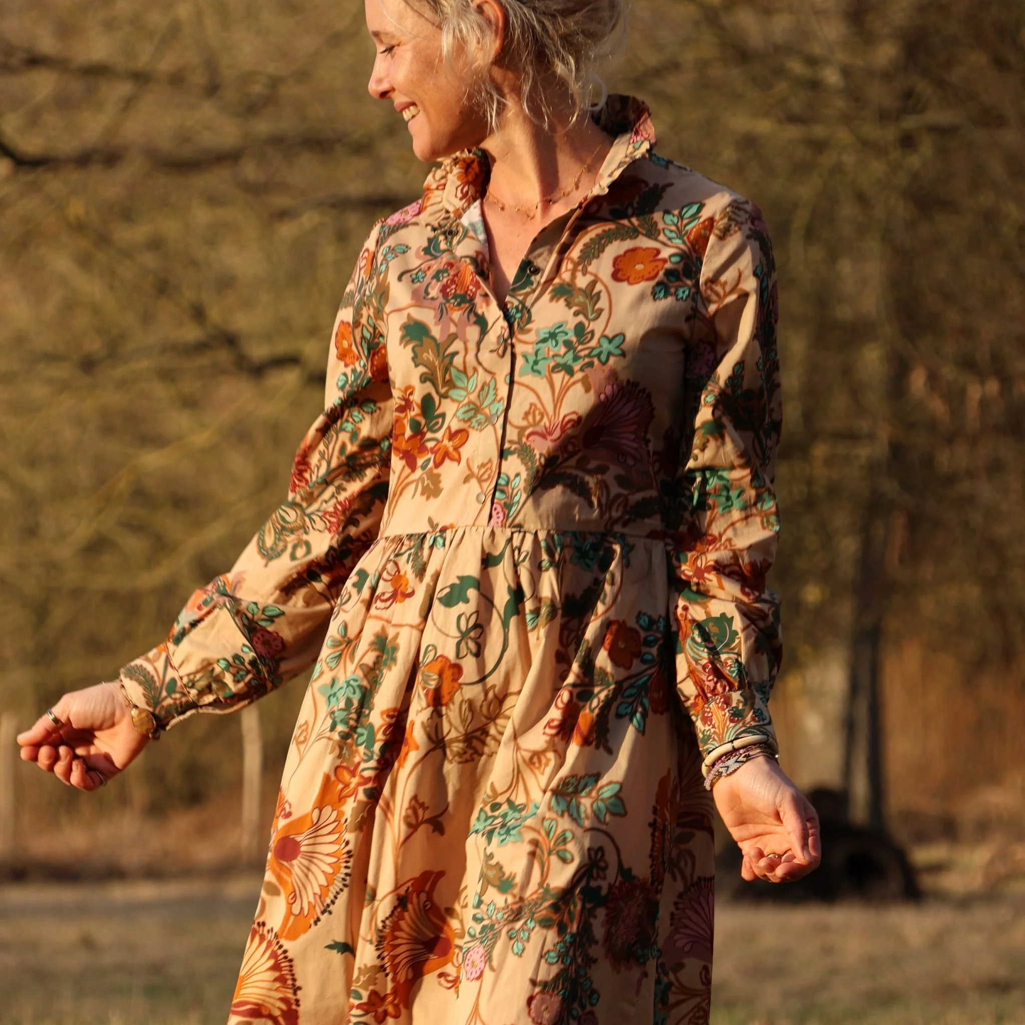 Robe Pomme - longueur midi - coton léger - jardin mystique - Image 9