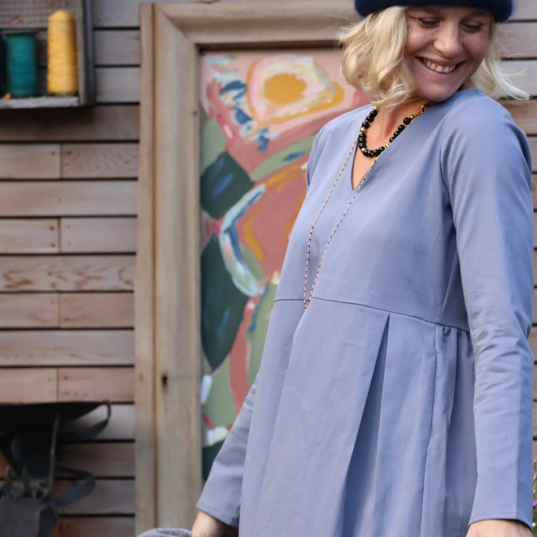 Robe Romane - sergé de coton bleu nuage - Image 6