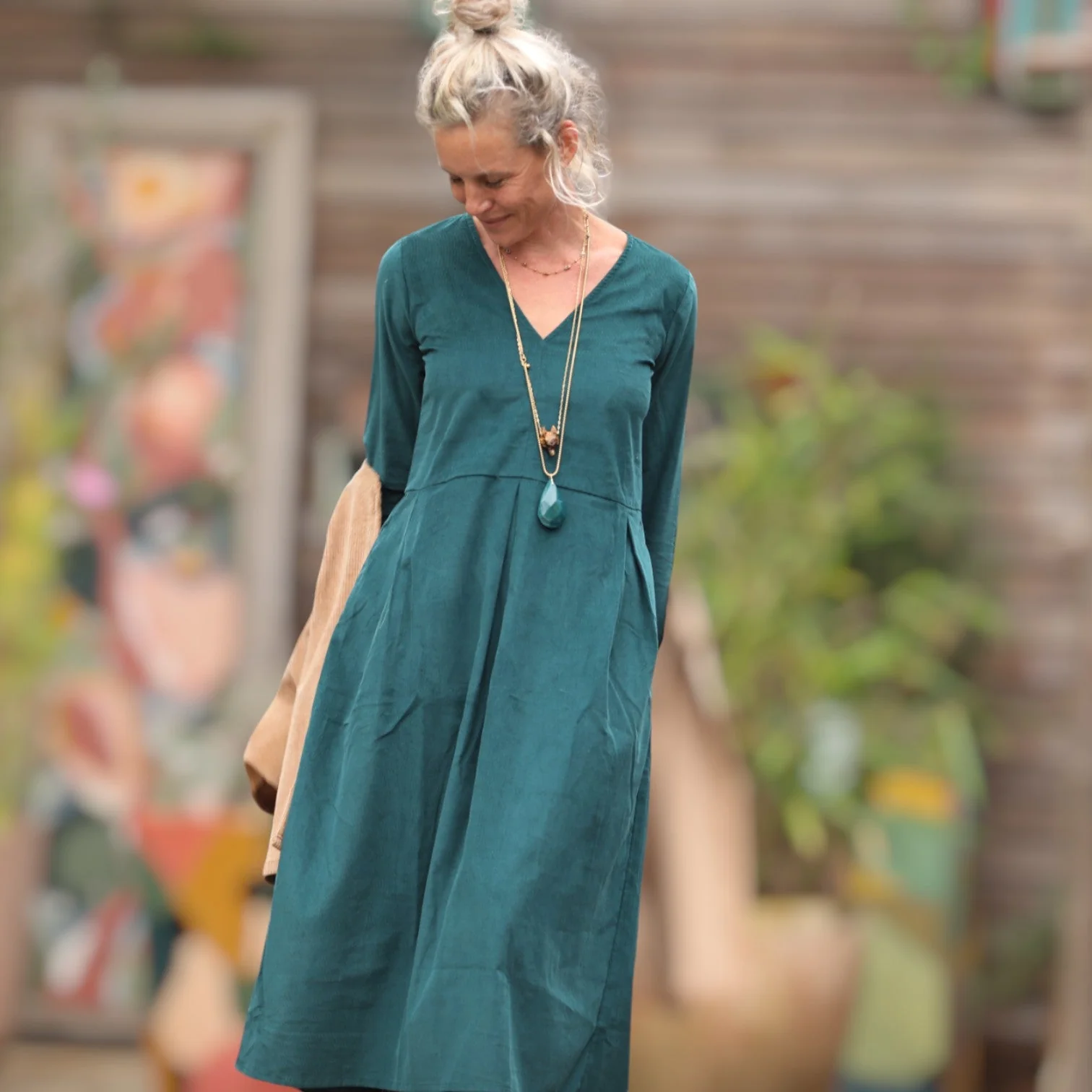 Robe Romane - velours milleraies colvert - Image 3