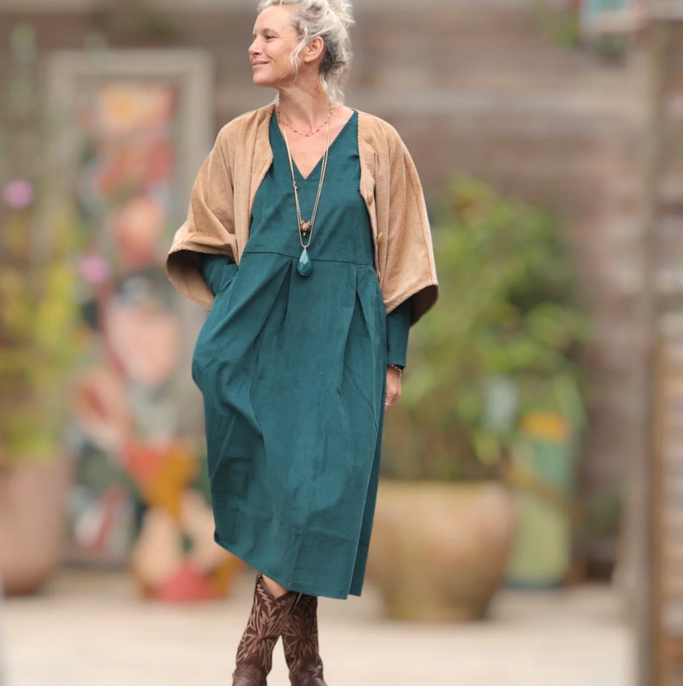 Robe Romane - velours milleraies colvert - Image 6