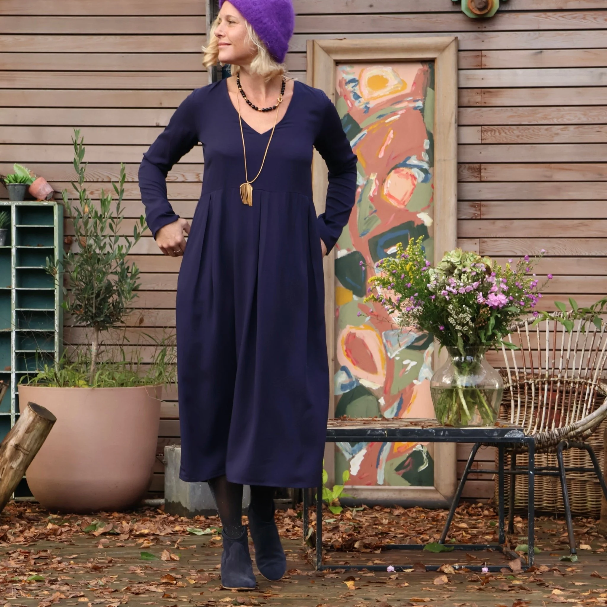Robe Romane - viscose bleu nuit