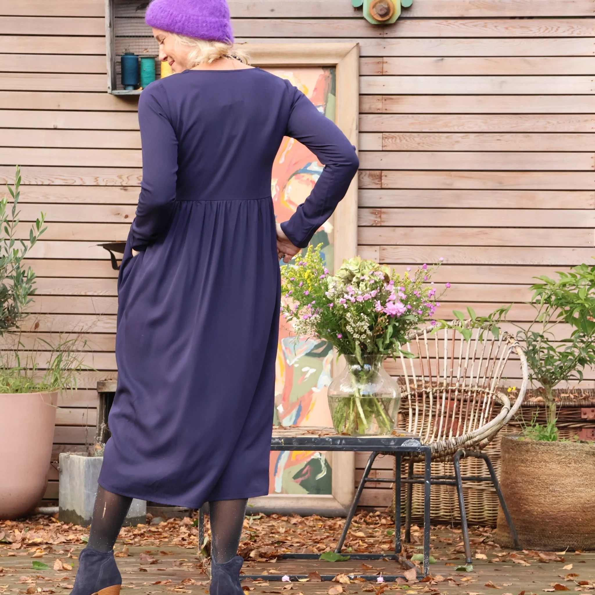 Robe Romane - viscose bleu nuit - Image 3