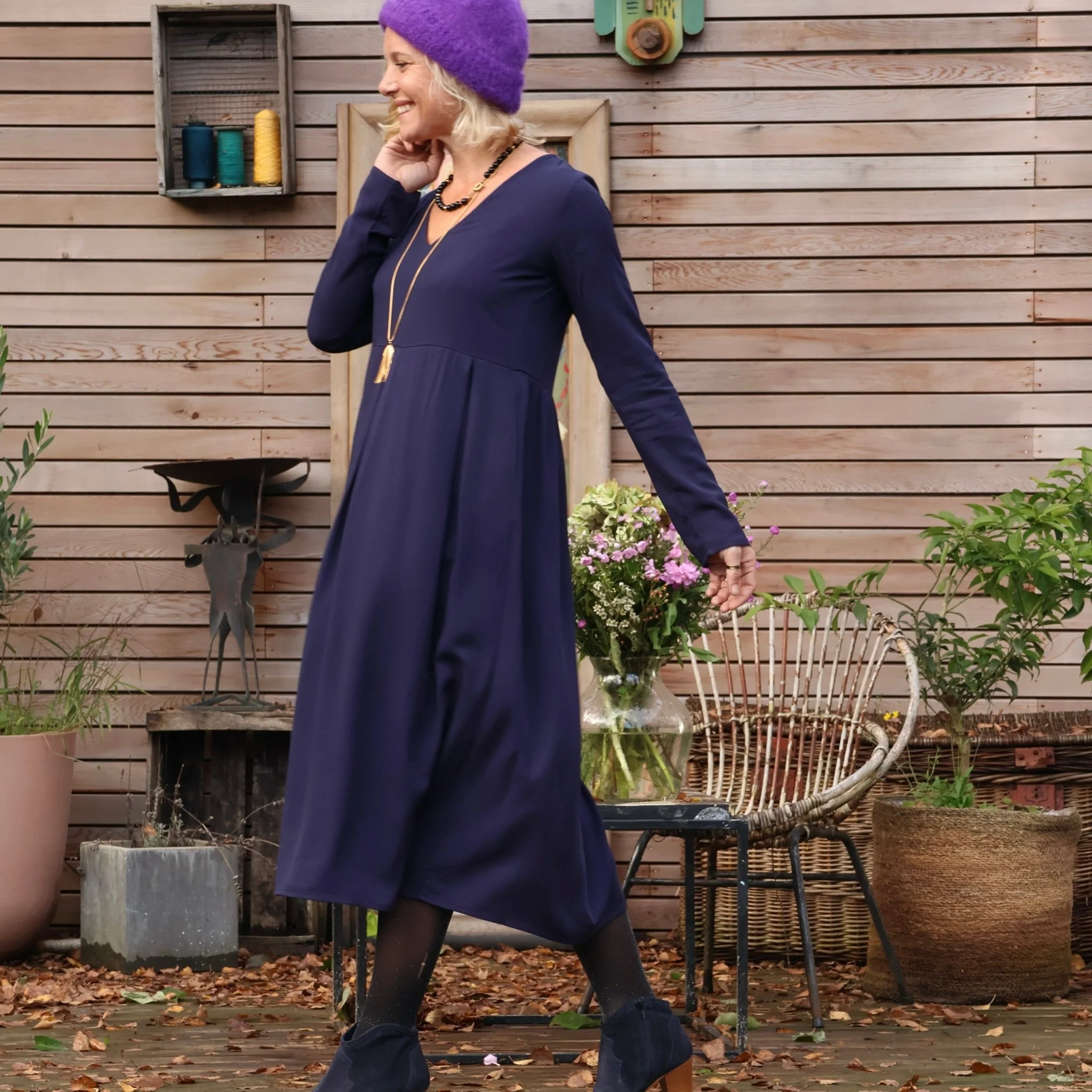 Robe Romane - viscose bleu nuit - Image 7