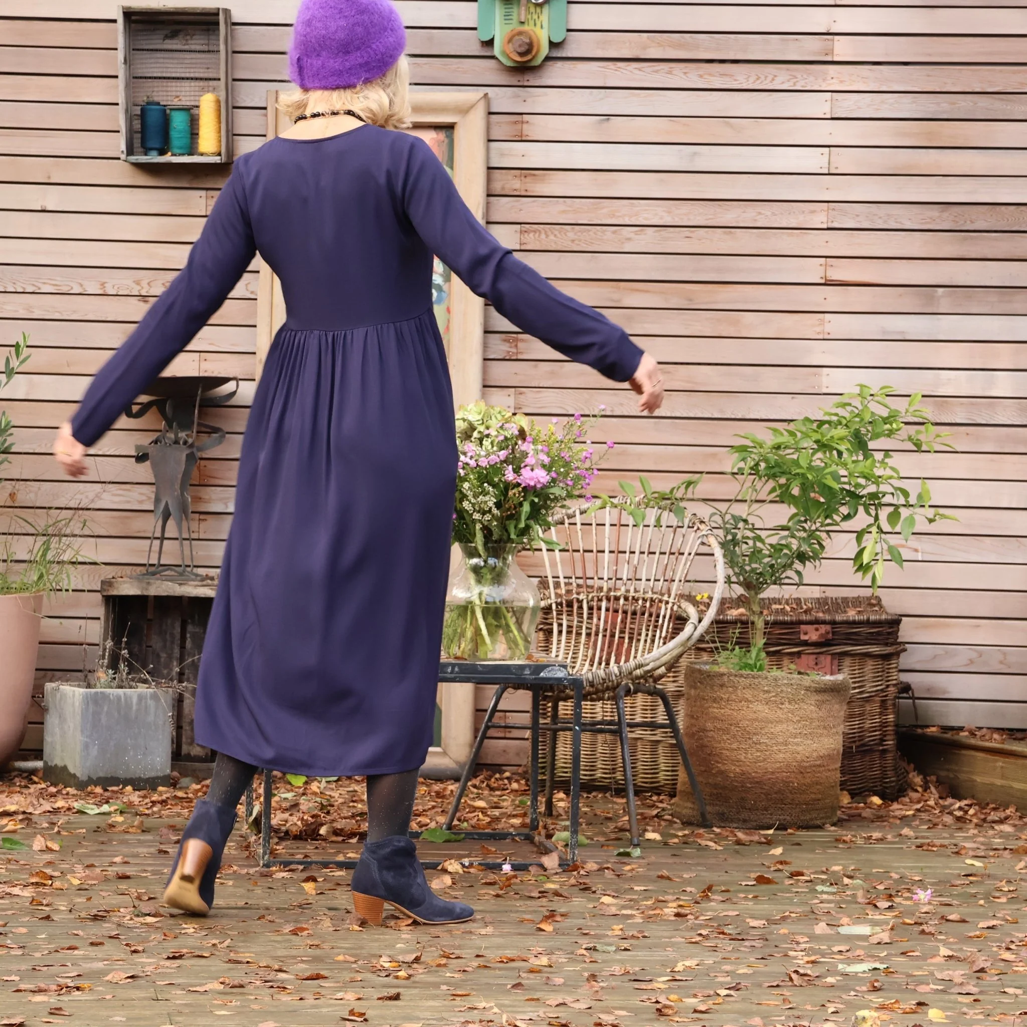 Robe Romane - viscose bleu nuit - Image 8