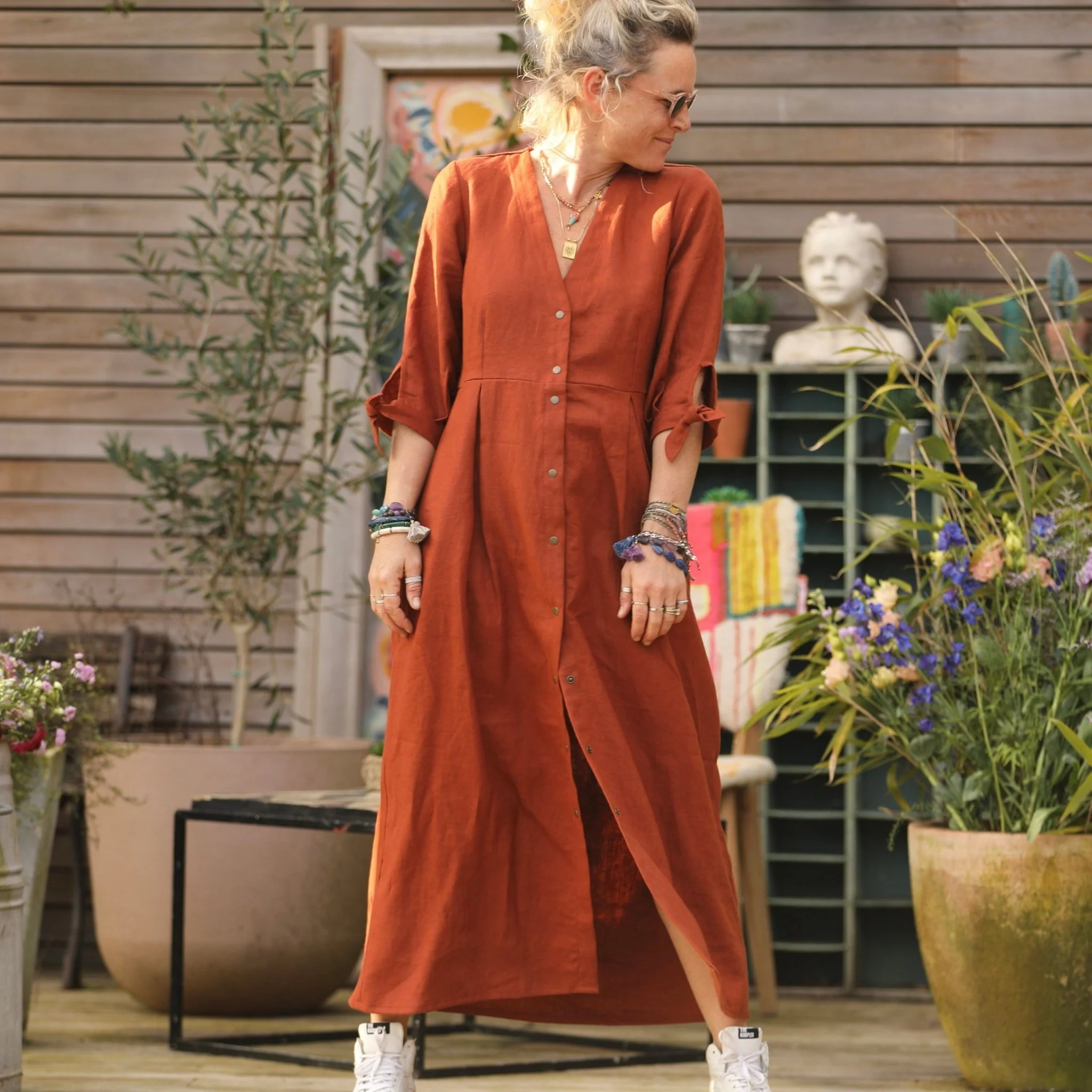 Robe Ryme - lin lavé et structuré terracotta - Image 4