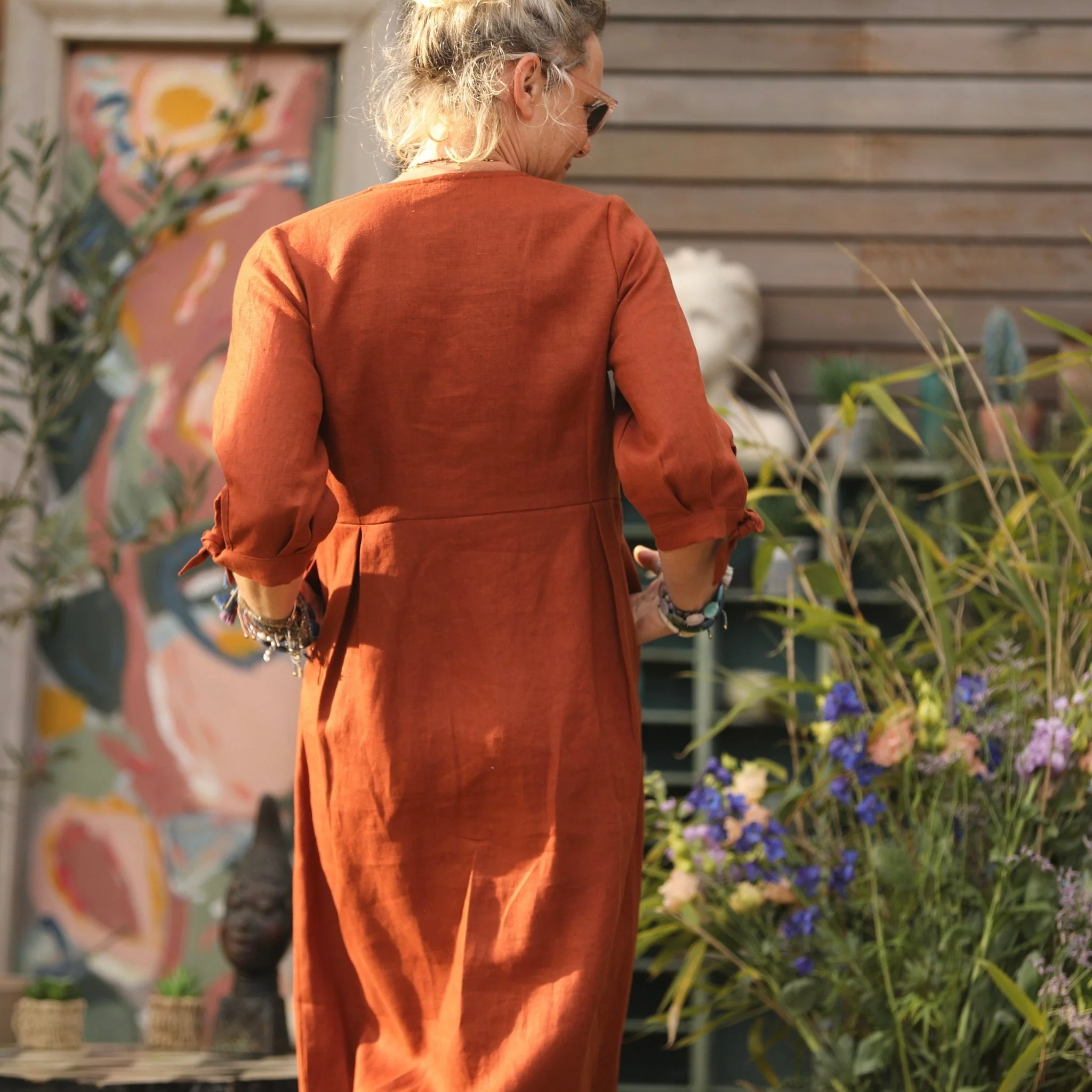 Robe Ryme - lin lavé et structuré terracotta - Image 7