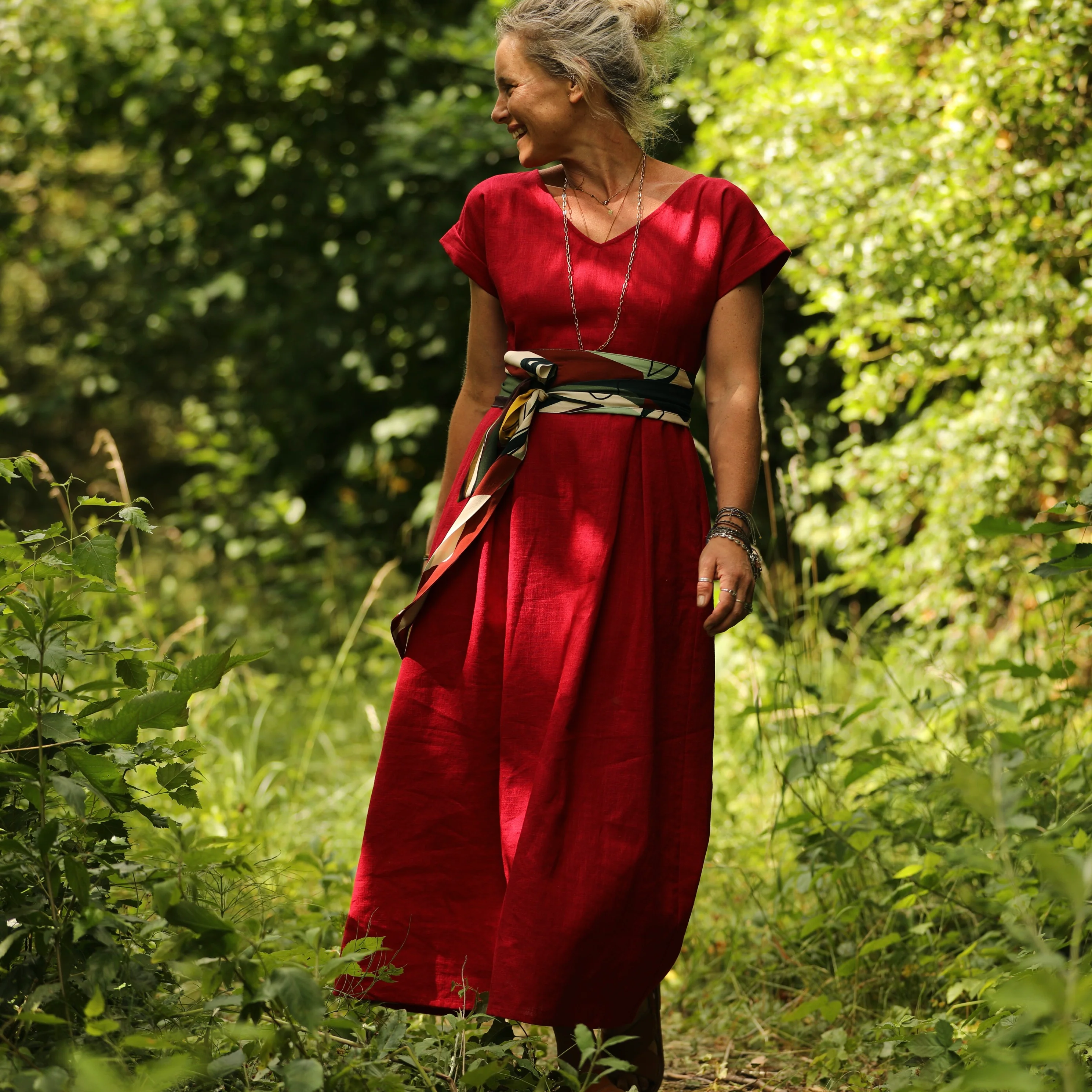 Robe longue Siloé – 100 % lin rouge coquelicot | Confection française – Quintessence - Image 6