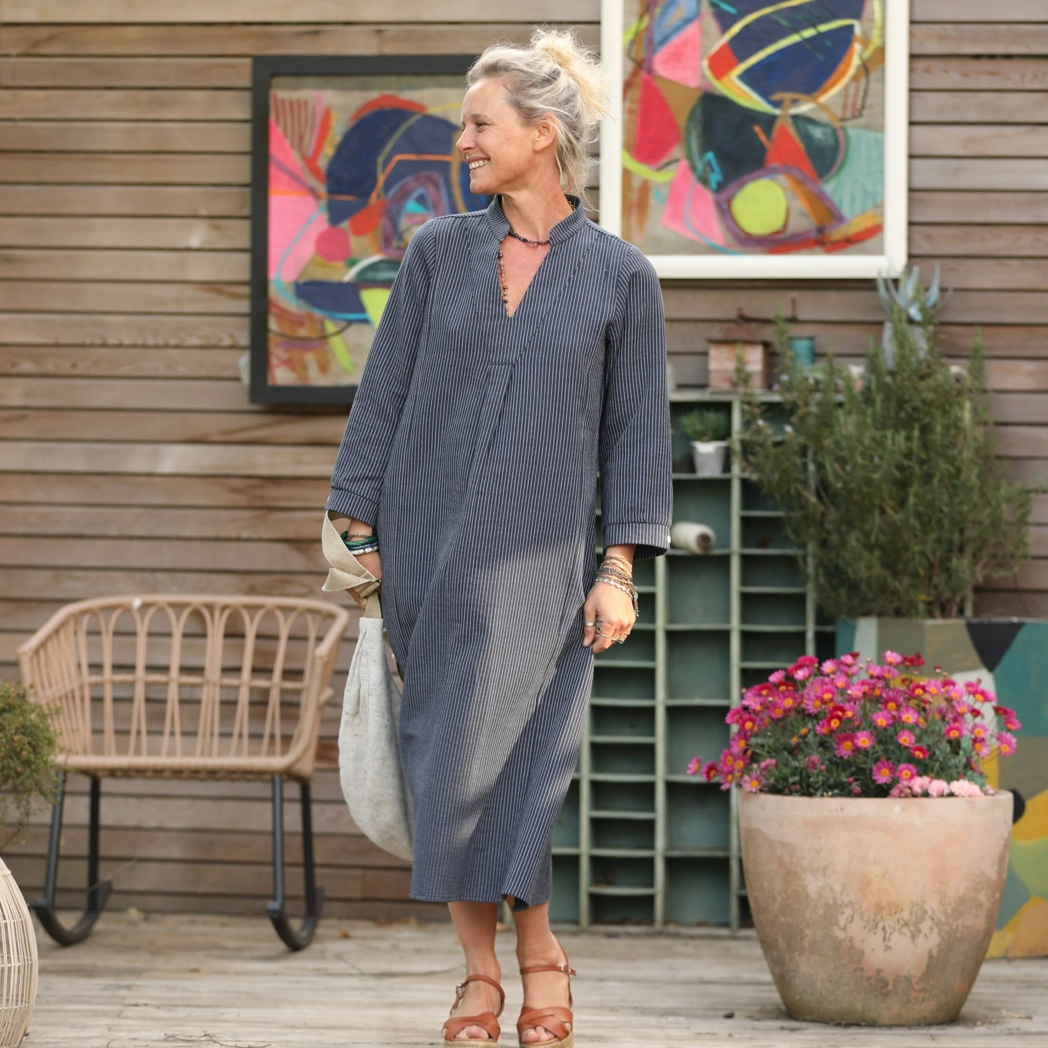Robe Soizic - piqué de coton marine - Image 7