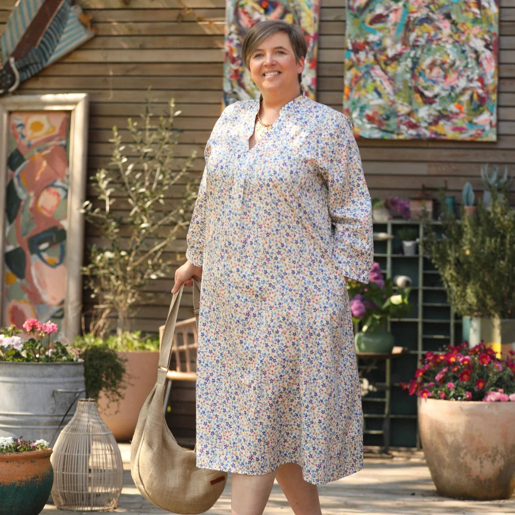 Robe Soizic - satin de coton fleurs de printemps