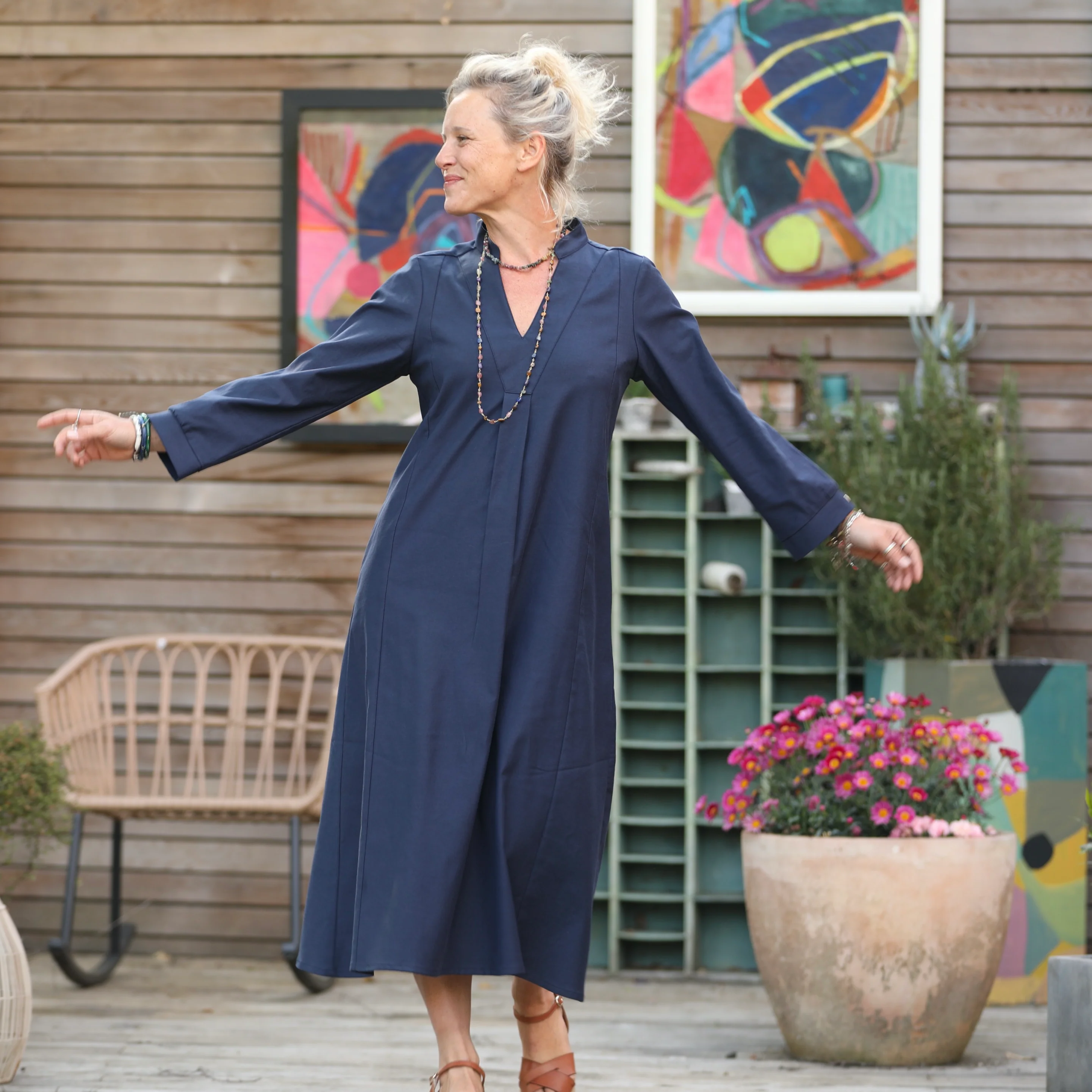 Robe Soizic - sergé lyocell/viscose marine