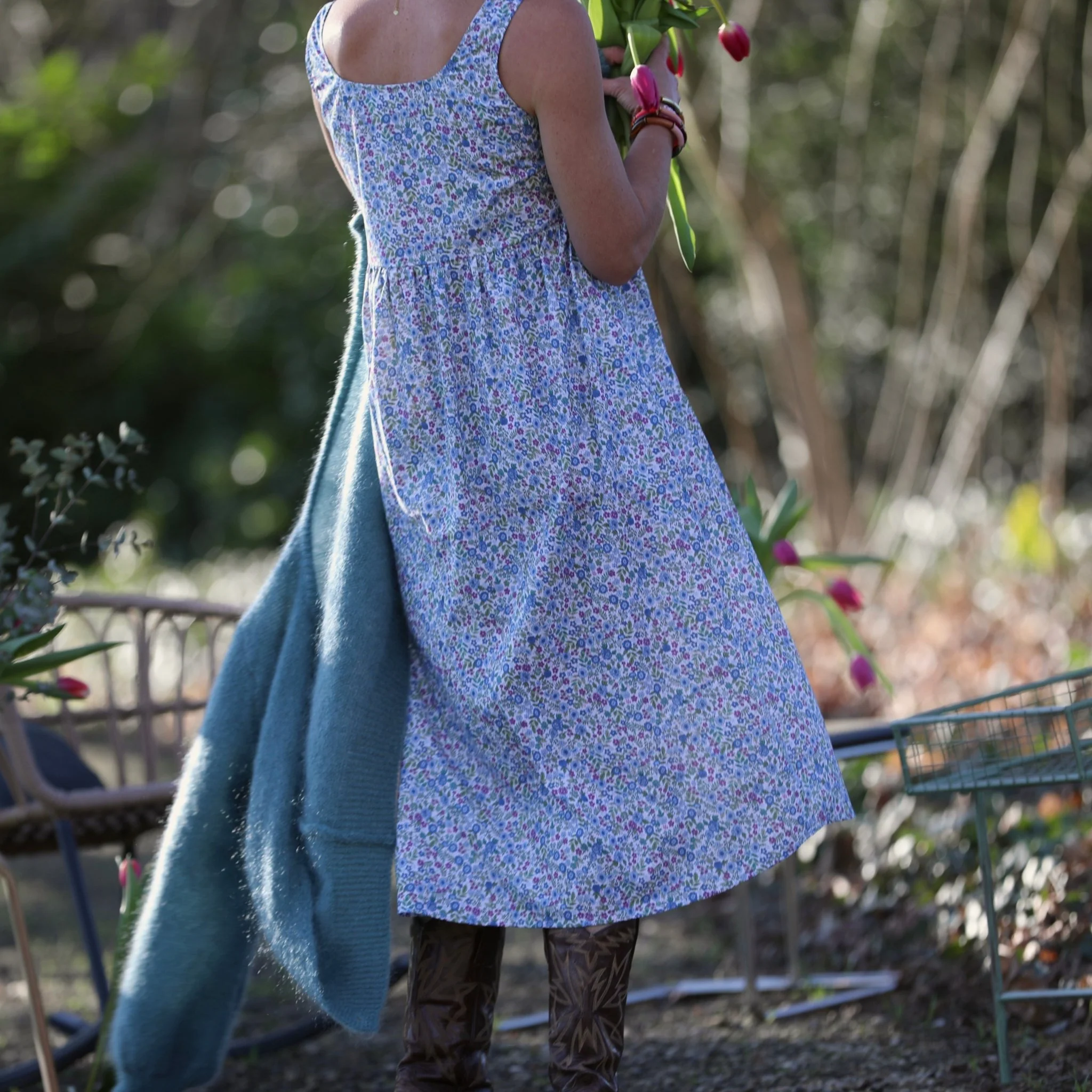 Robe Solène - coton"Printemps bleu" - Image 3
