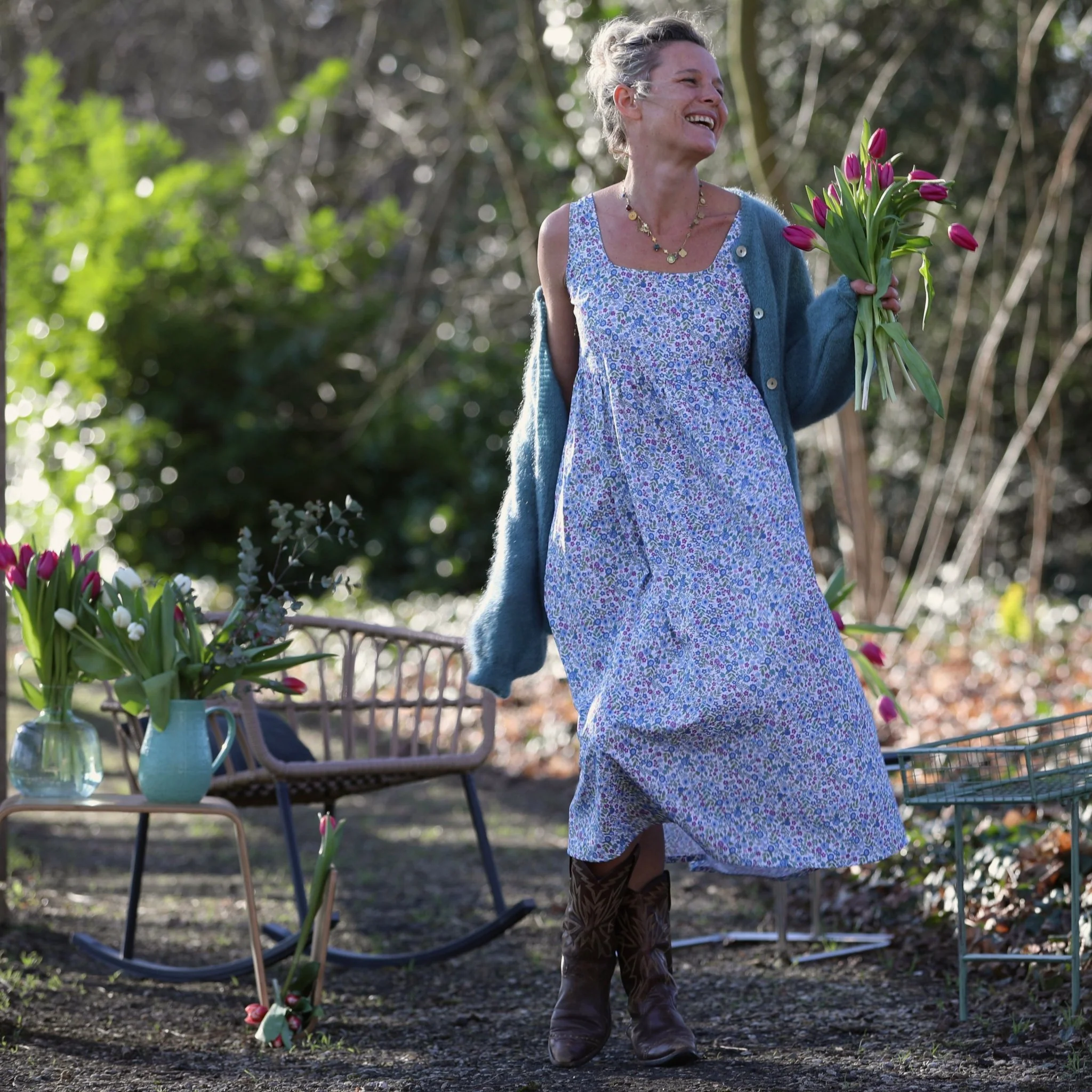 Robe Solène - coton"Printemps bleu" - Image 8