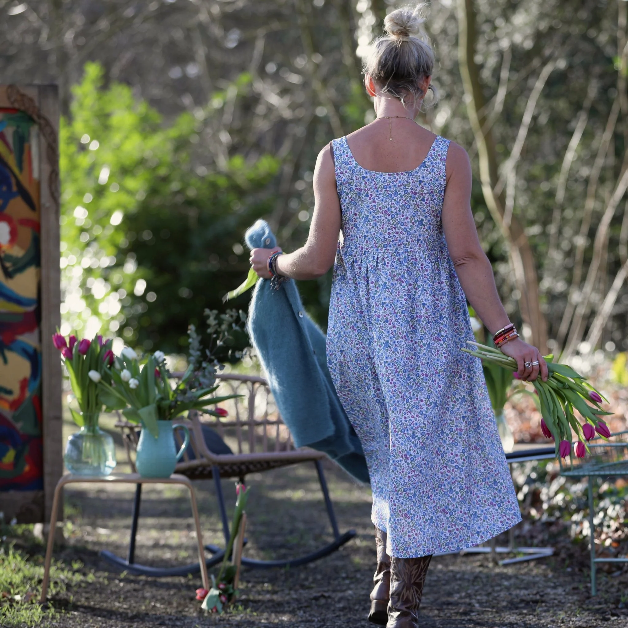 Robe Solène - coton"Printemps bleu" - Image 9