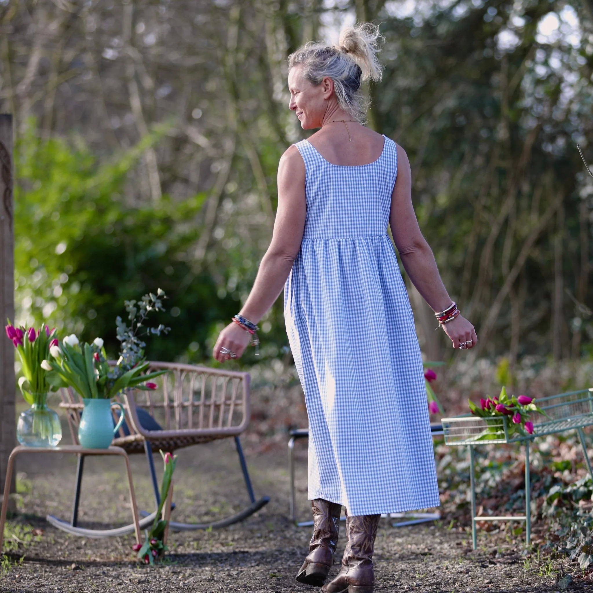 Robe Solène - coton vichy bleu doux - Image 3