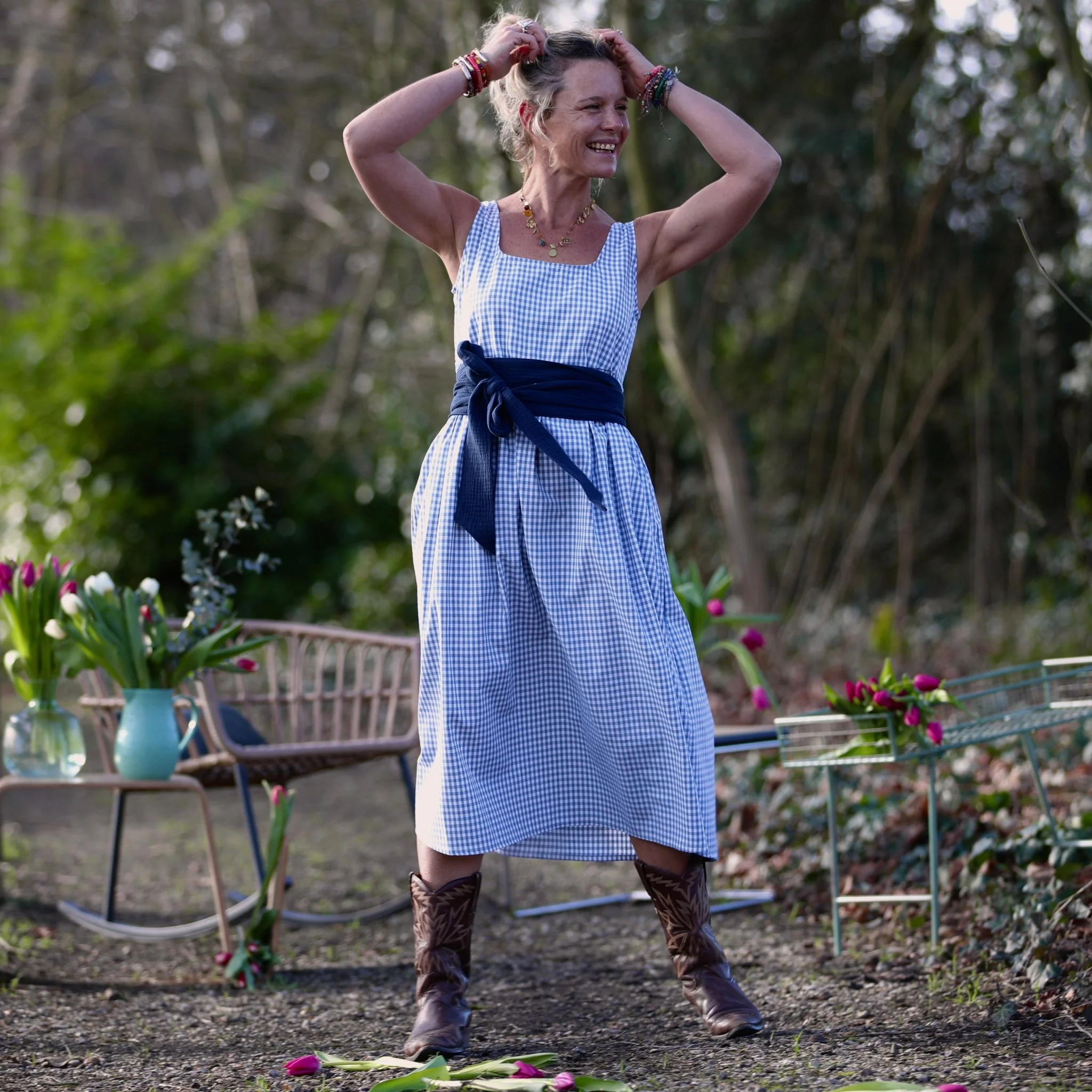 Robe Solène - coton vichy bleu doux - Image 6