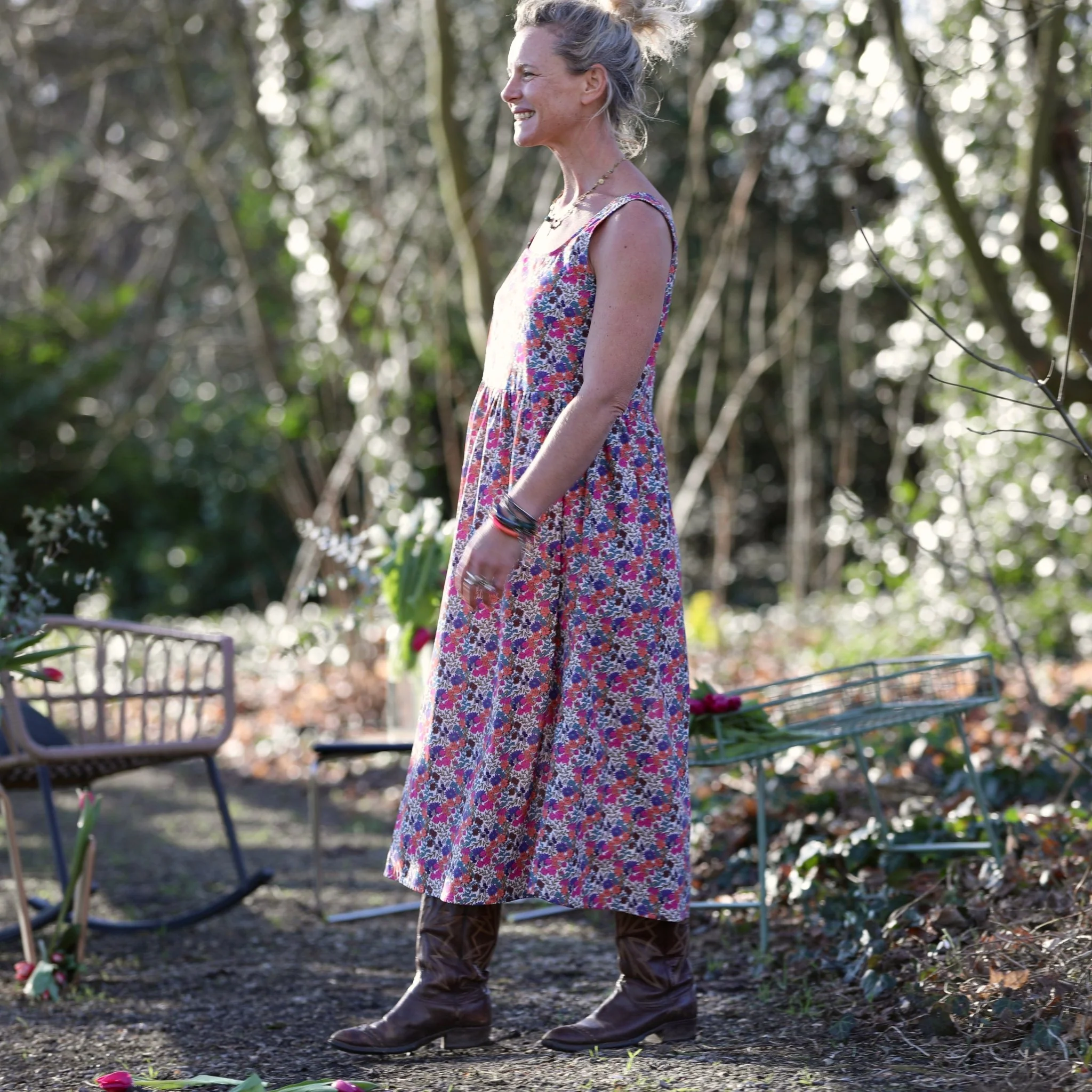 Robe Solène - coton Jardin Framboise - Image 2