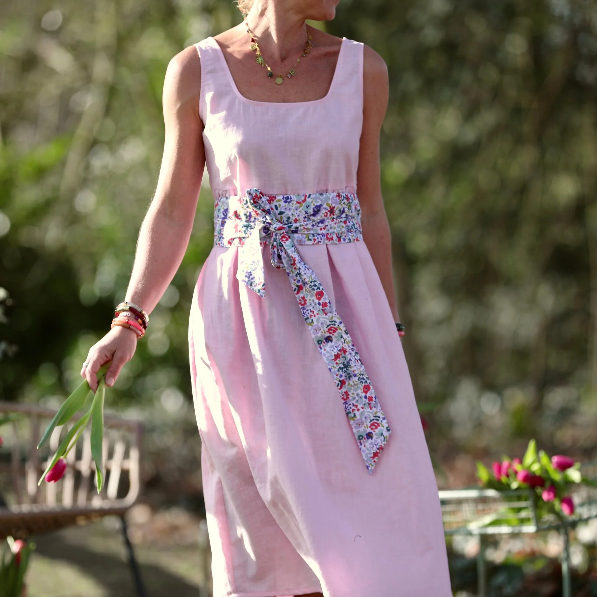 Robe Solène - Lin rose dragé - Image 9