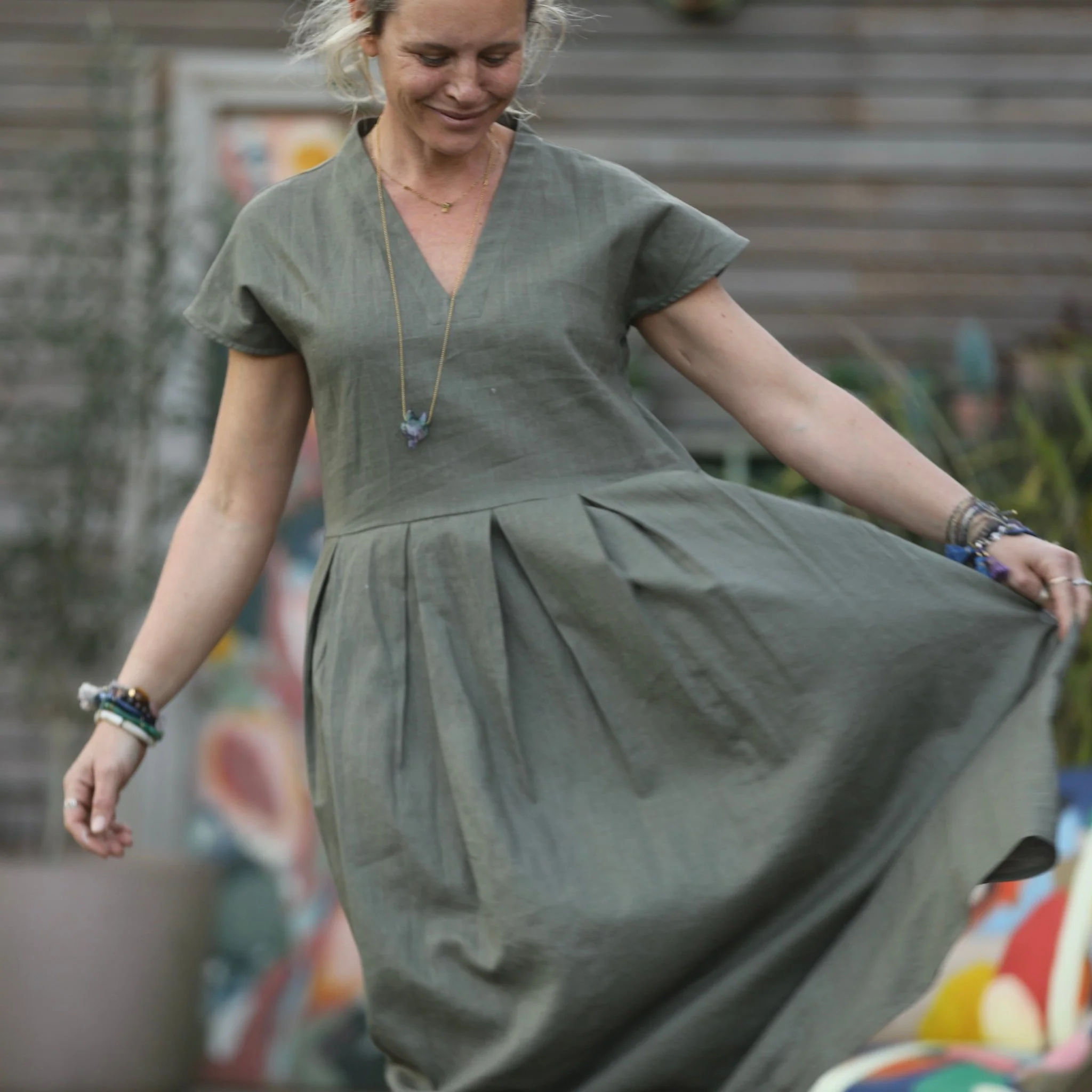 Robe Sylvette - lin kaki - Image 4