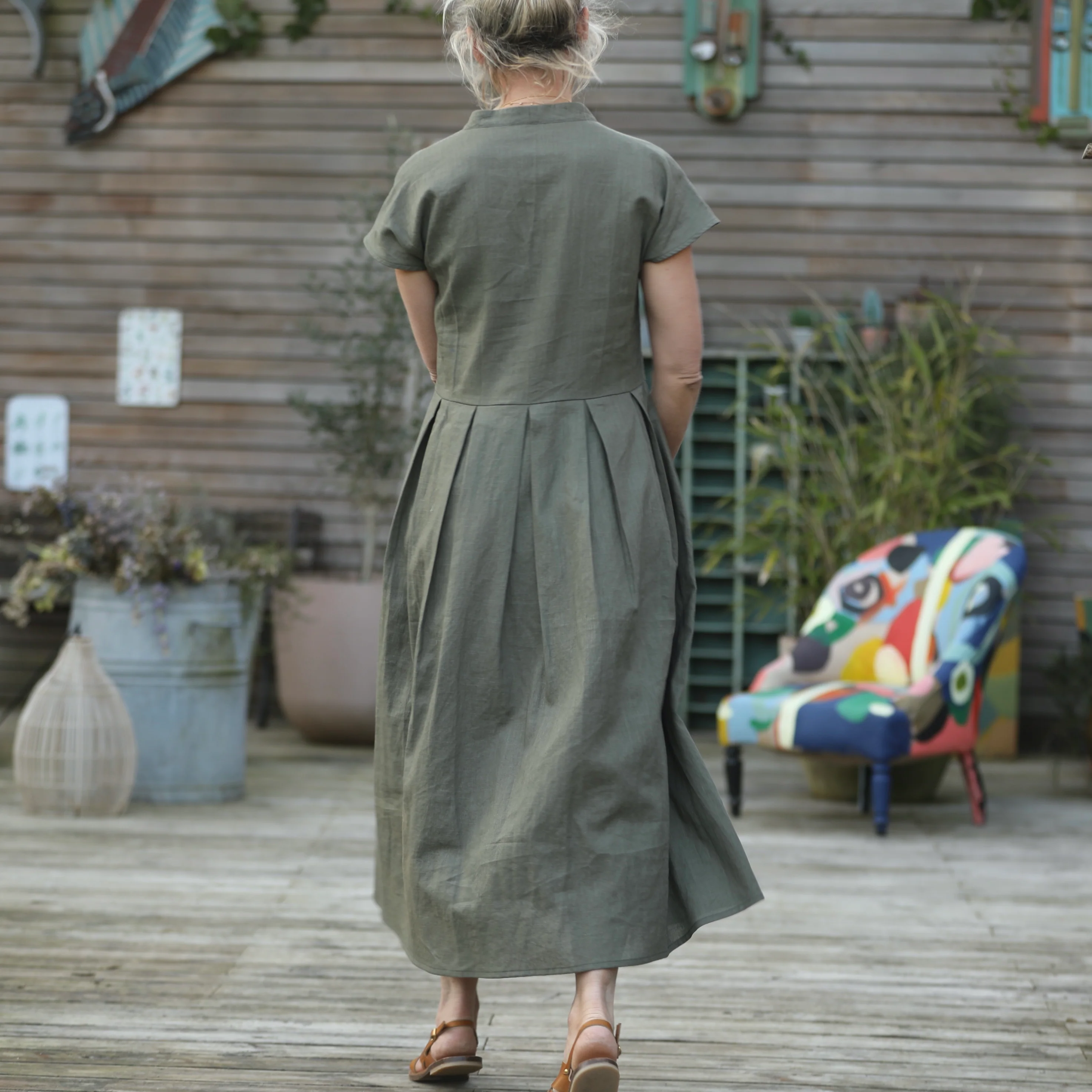 Robe Sylvette - lin kaki - Image 5