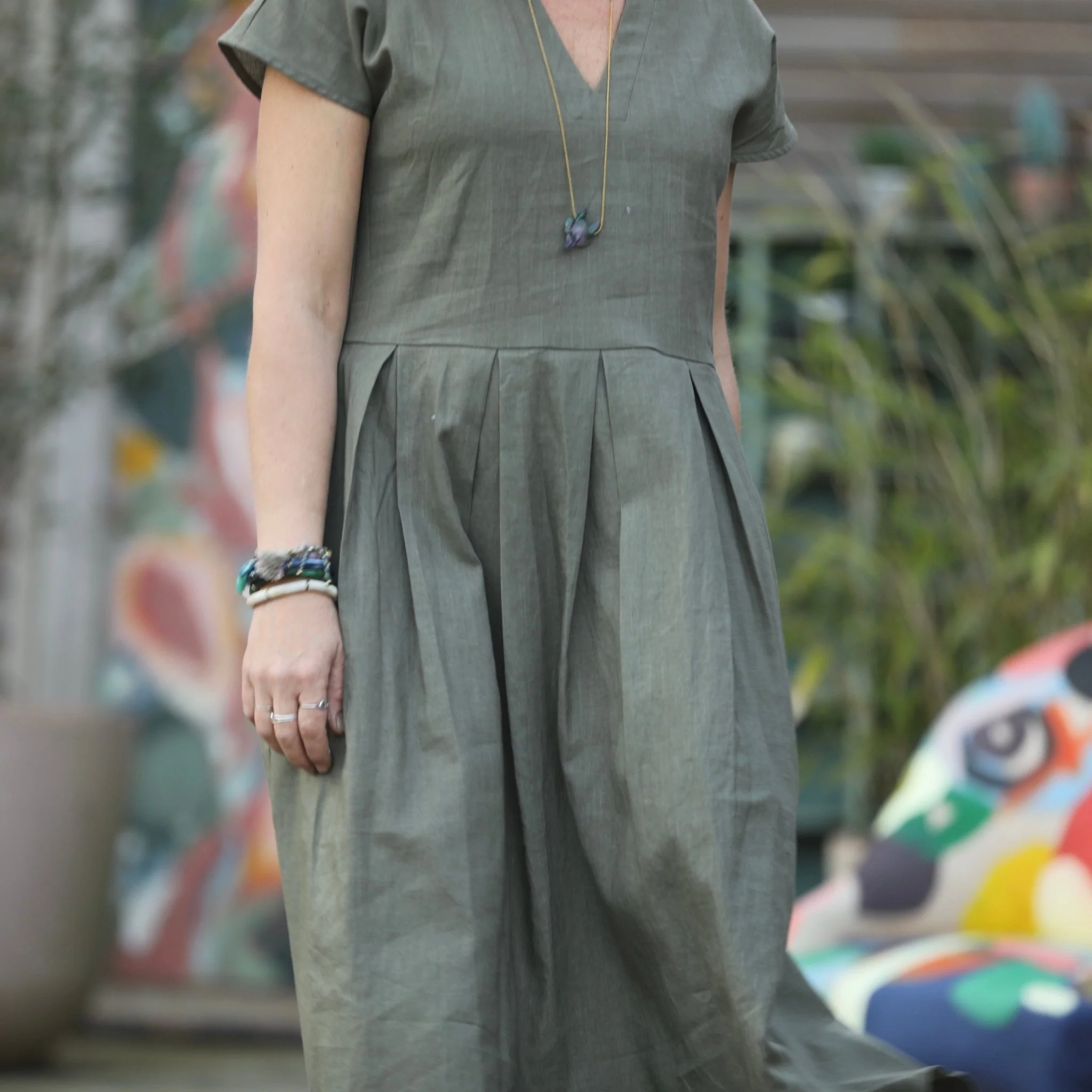 Robe Sylvette - lin kaki - Image 7