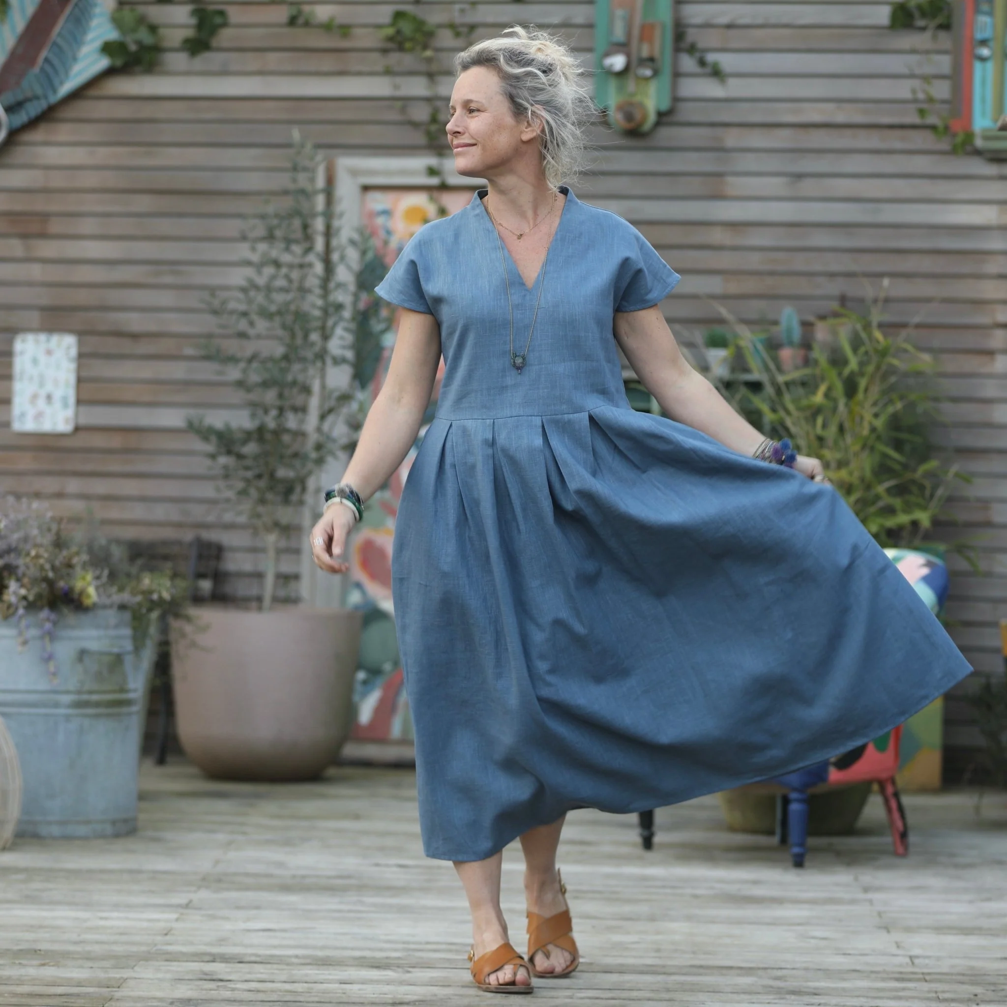 Robe Sylvette - lin bleu doux - Image 4