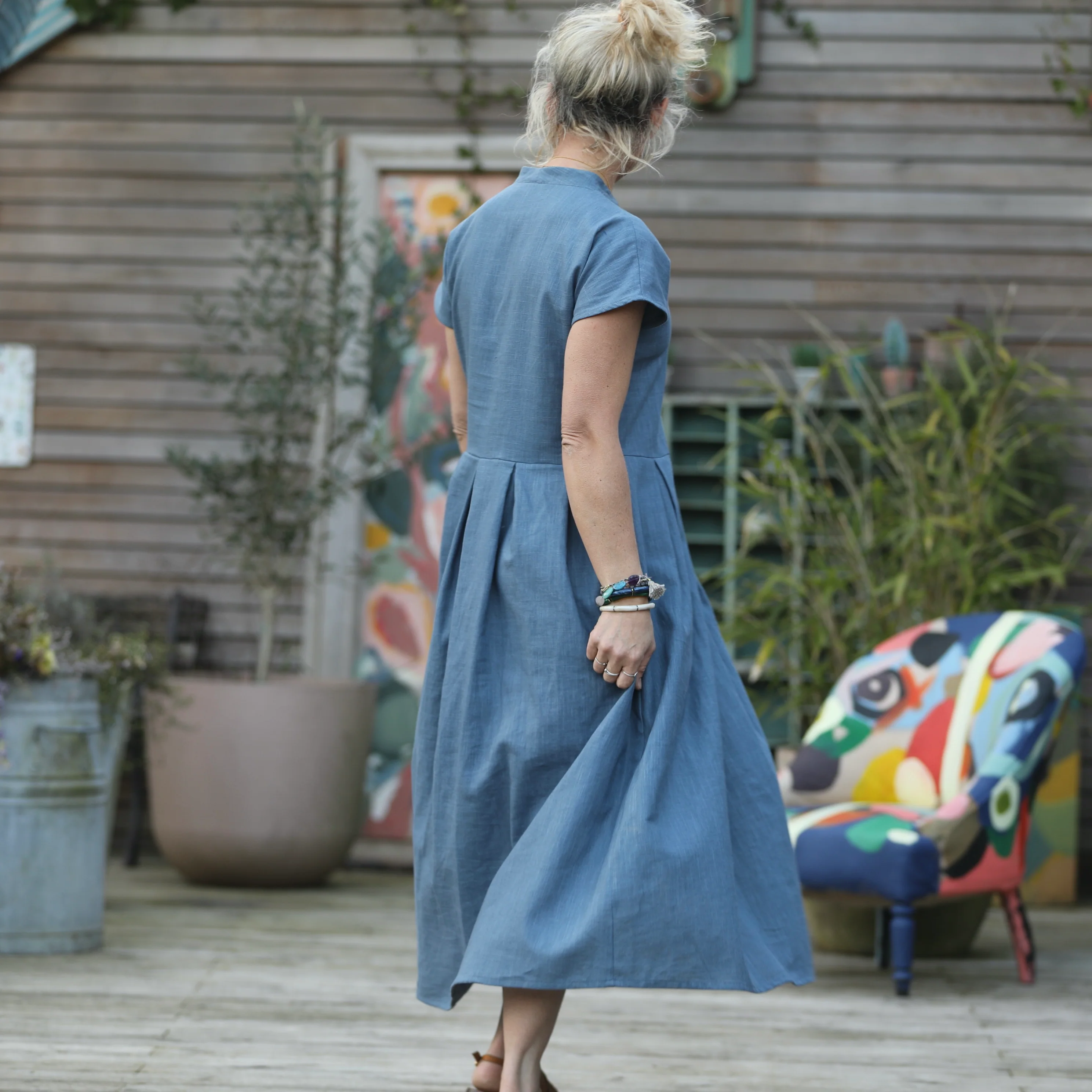 Robe Sylvette - lin bleu doux - Image 5