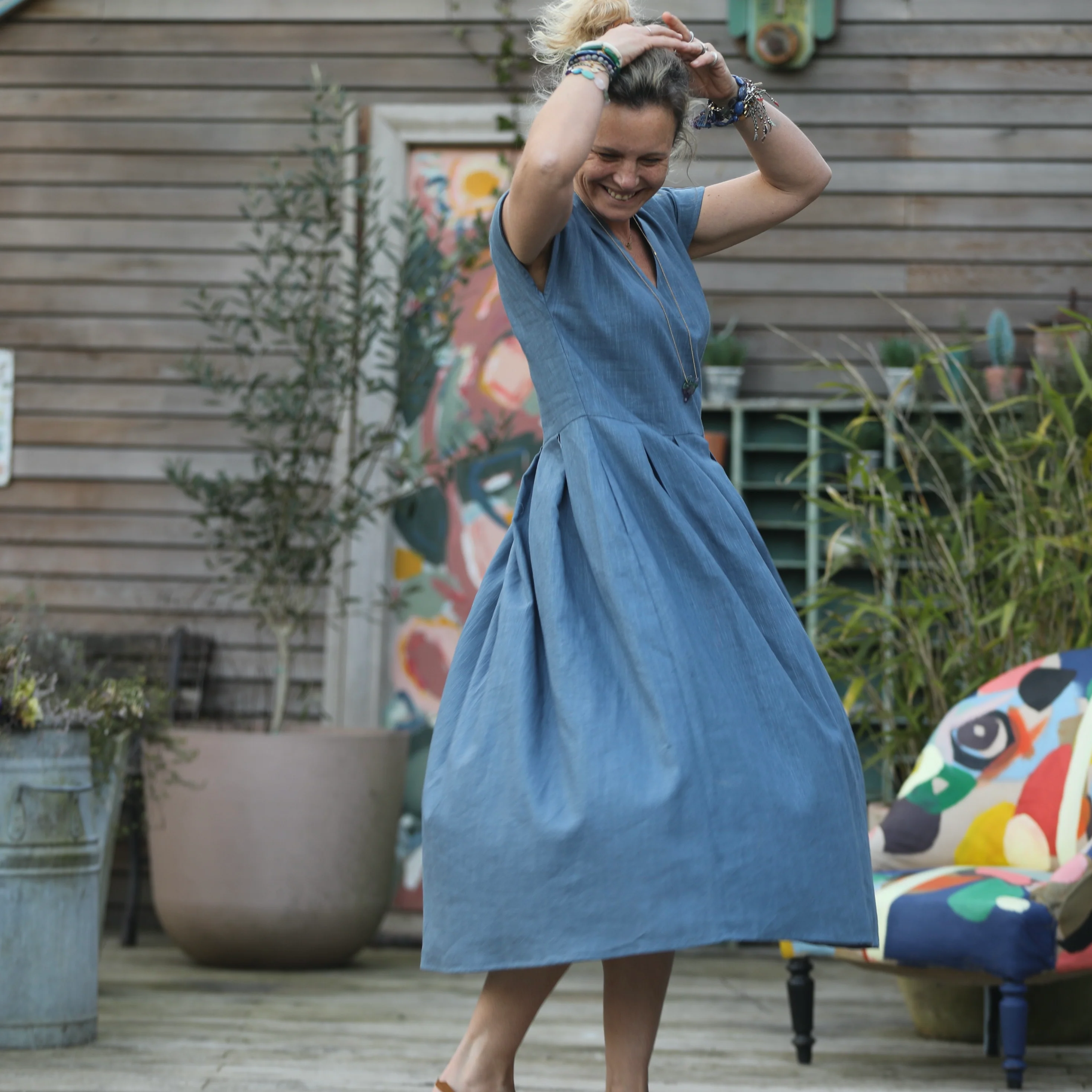 Robe Sylvette - lin bleu doux - Image 7