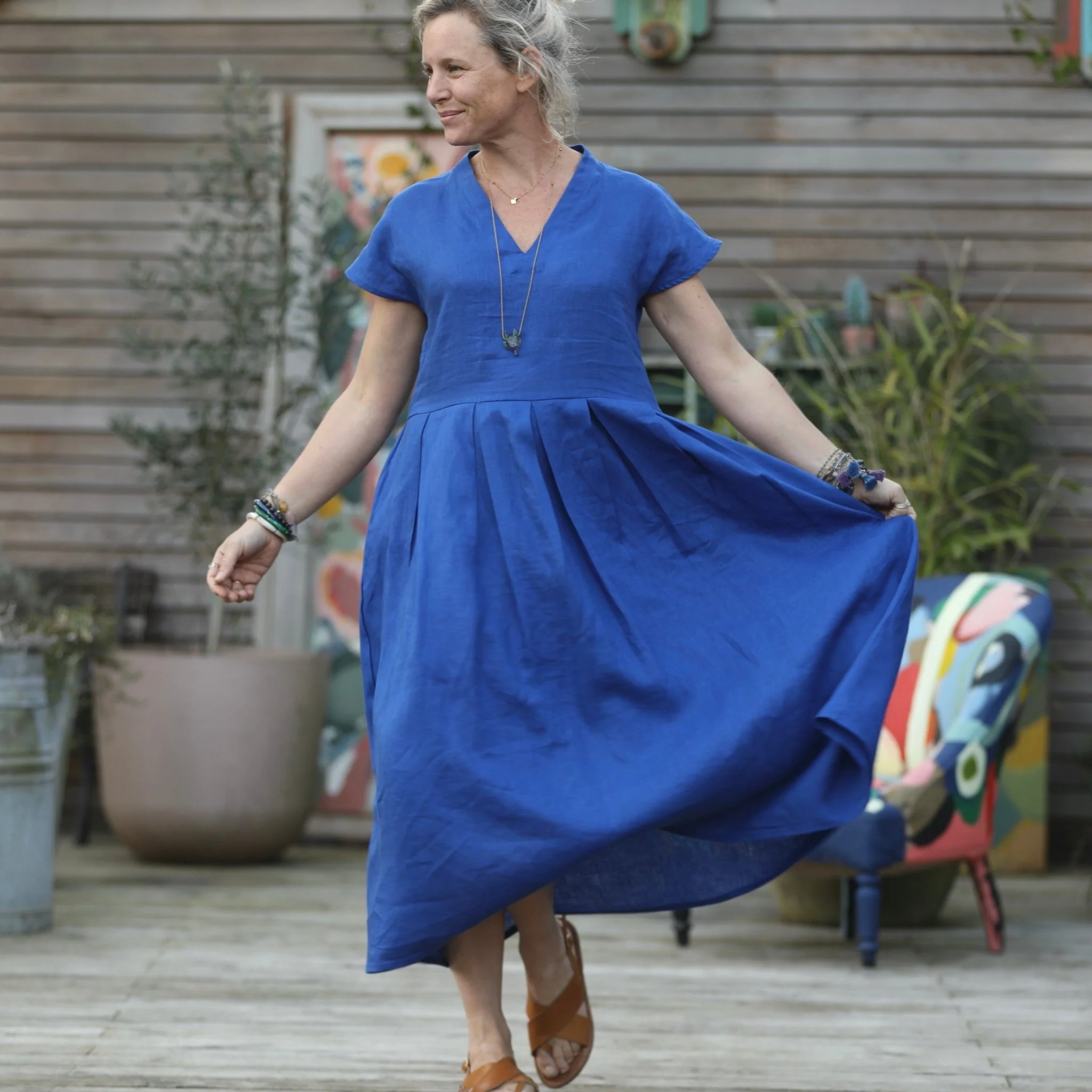 Robe Sylvette - lin bleu majorelle - Image 7
