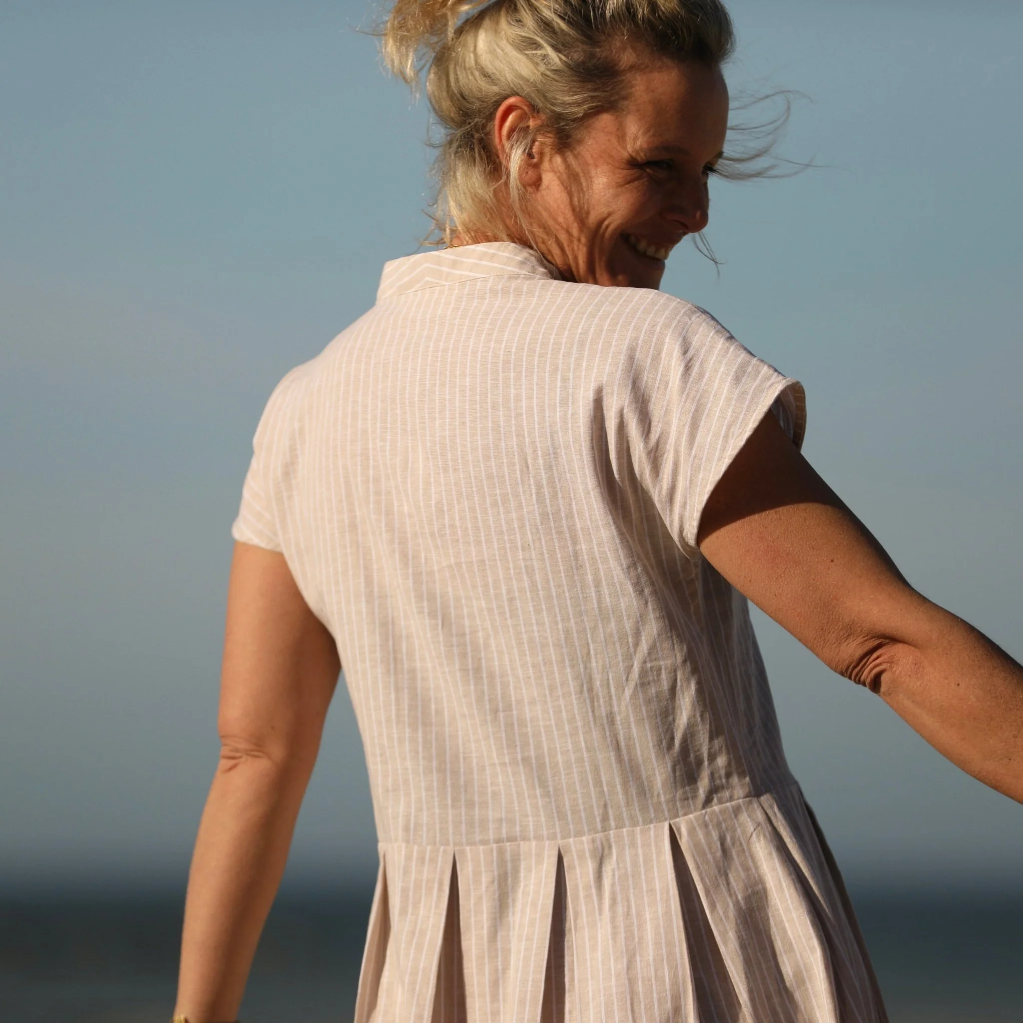 Robe Sylvette - lin/coton rayé ficelle - Image 3