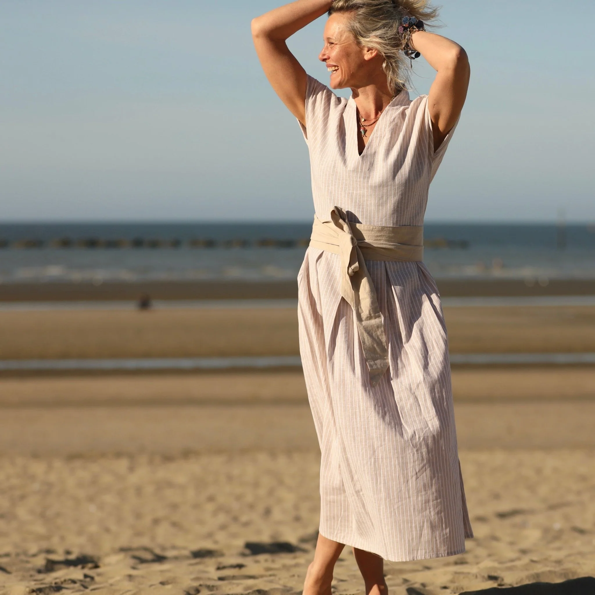 Robe Sylvette - lin/coton rayé ficelle - Image 4