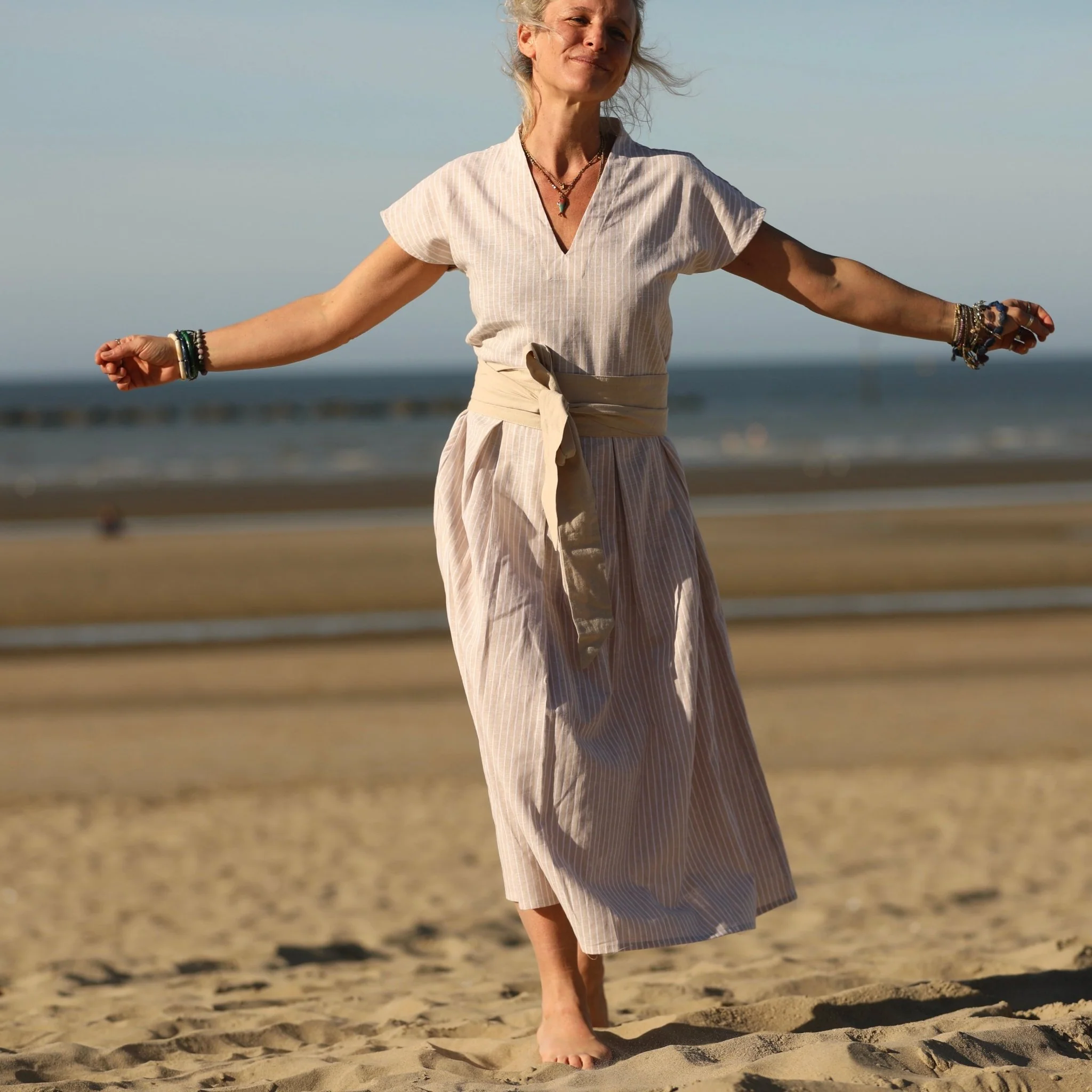 Robe Sylvette - lin/coton rayé ficelle - Image 5