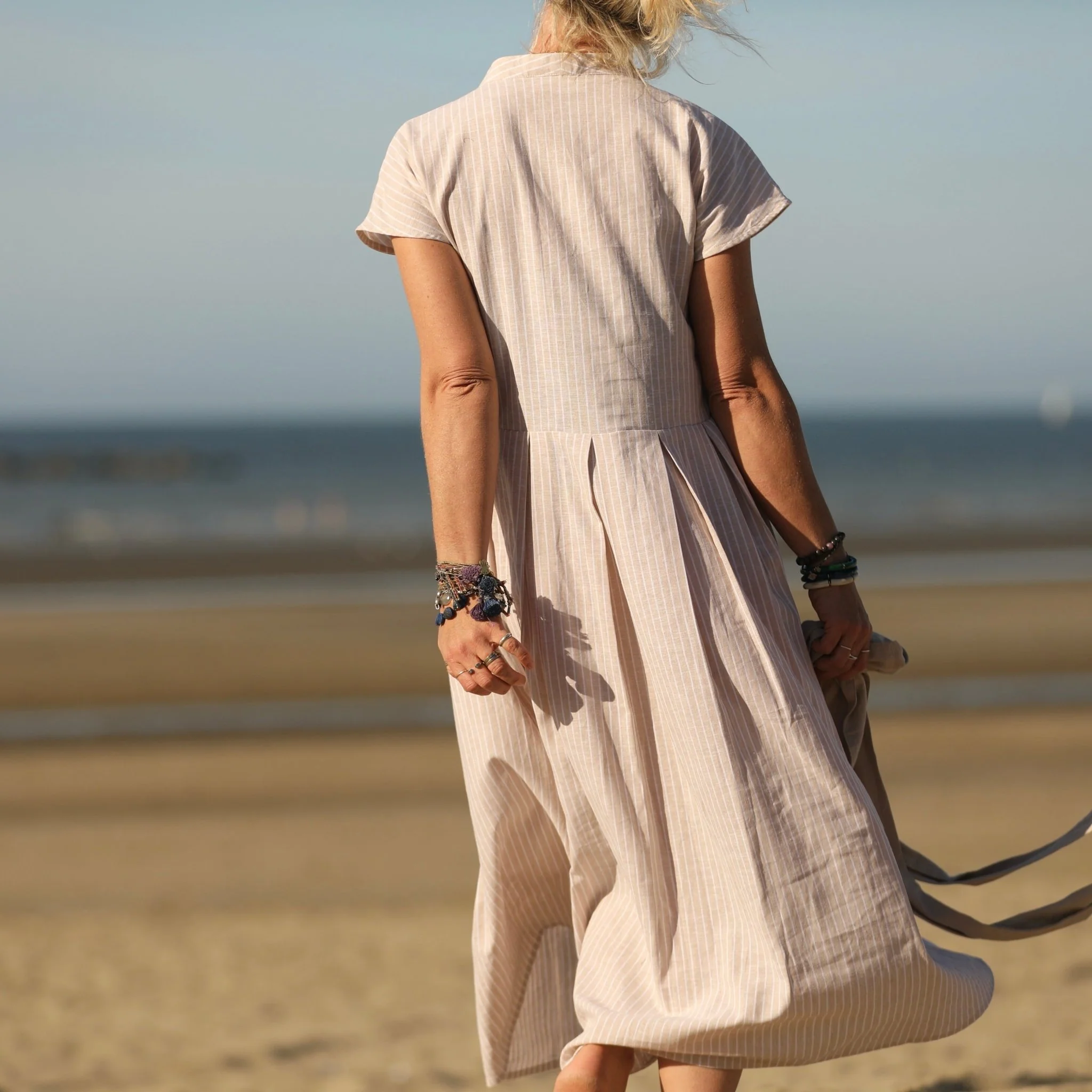 Robe Sylvette - lin/coton rayé ficelle - Image 7