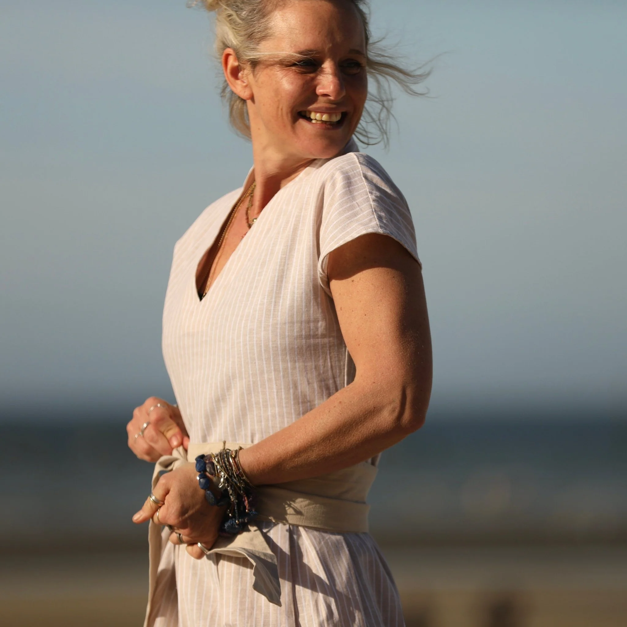 Robe Sylvette - lin/coton rayé ficelle - Image 9