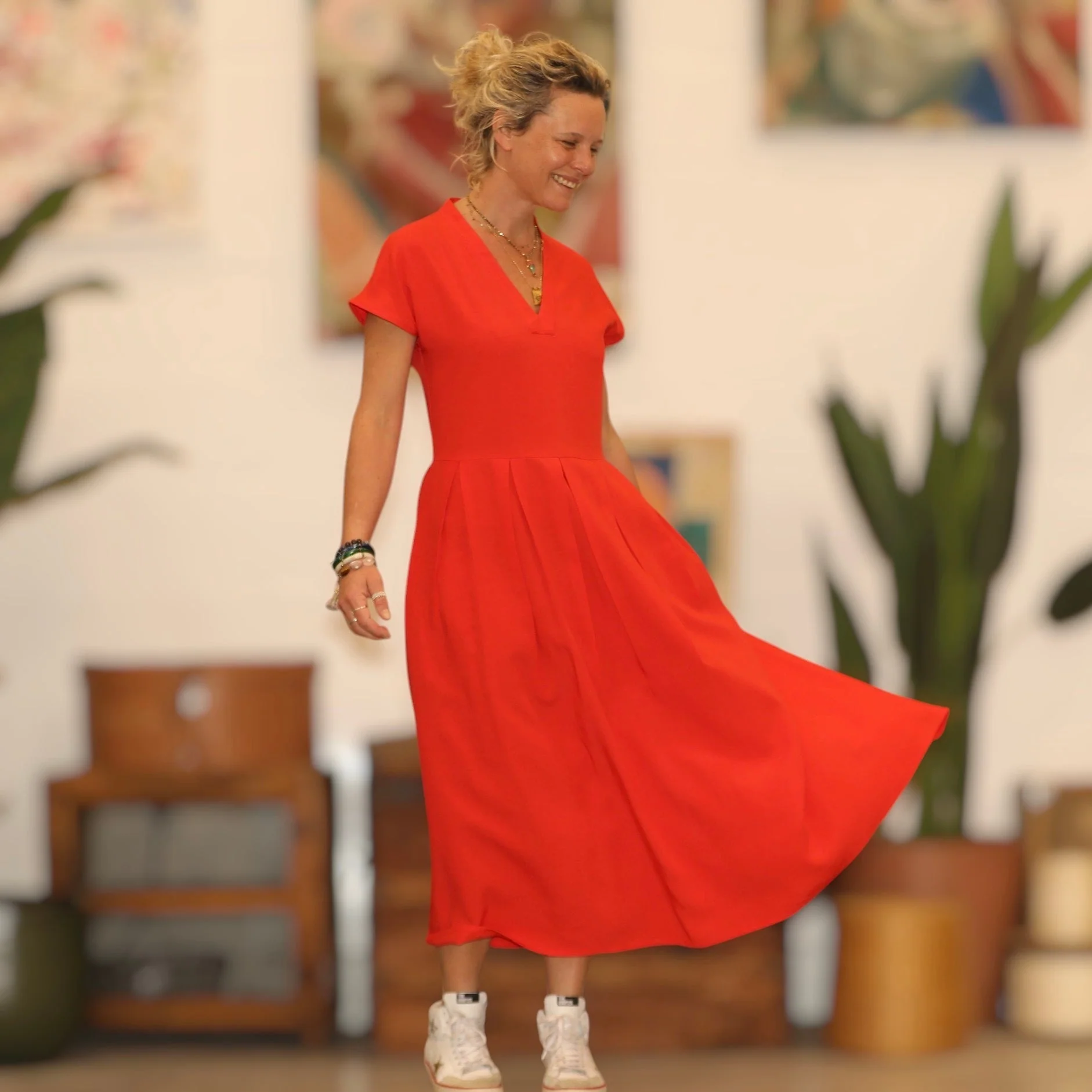 Robe Sylvette - vicose/lin orange crépuscule - Image 3