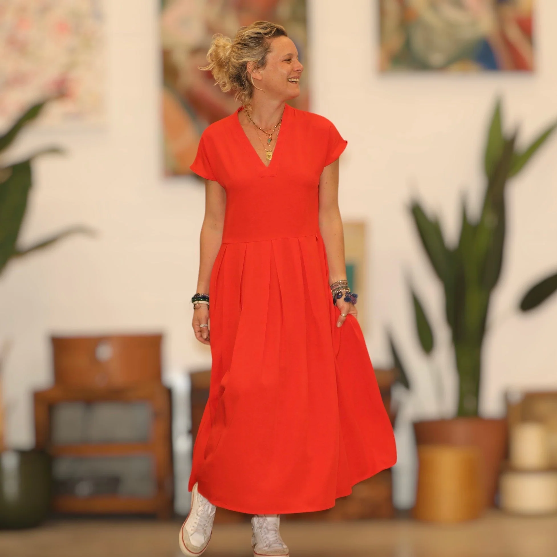Robe Sylvette - vicose/lin orange crépuscule - Image 8