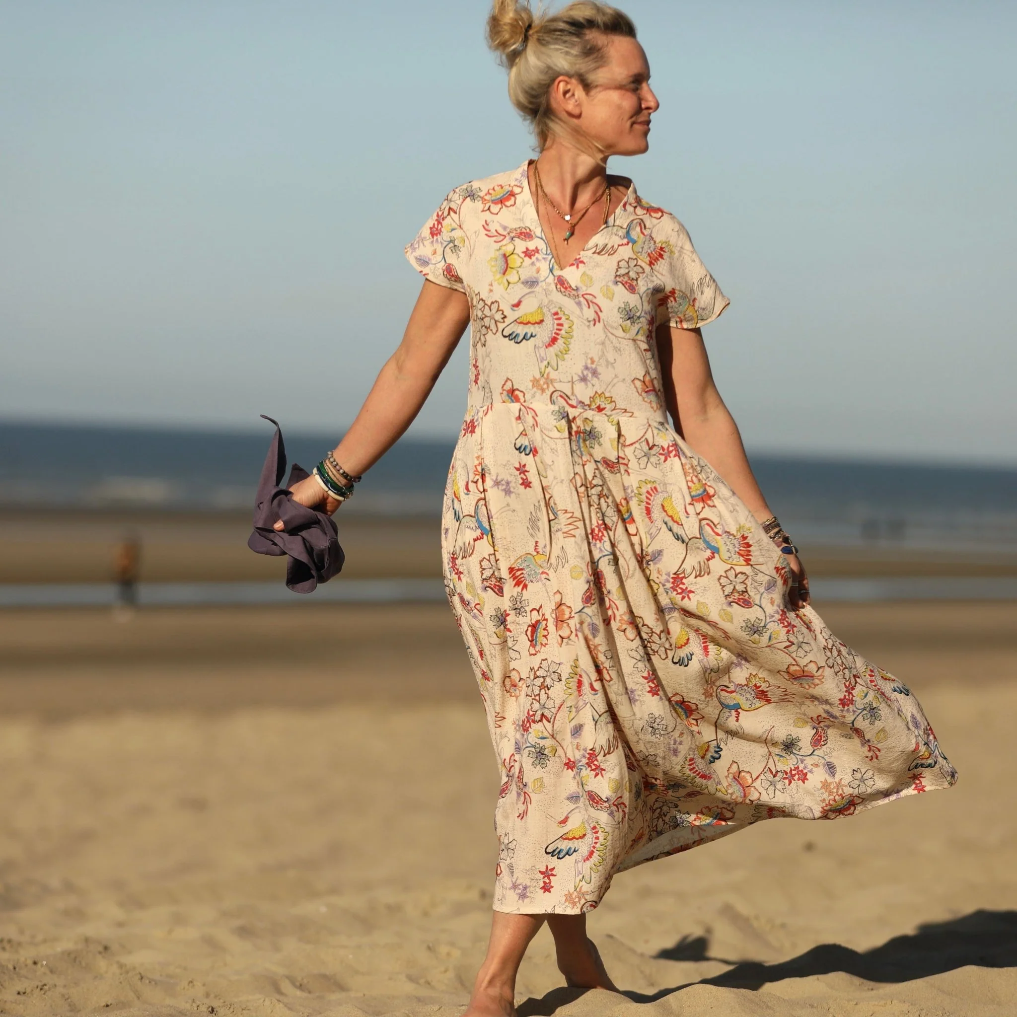 Robe Sylvette - viscose imprimé Éclats d'Ailes