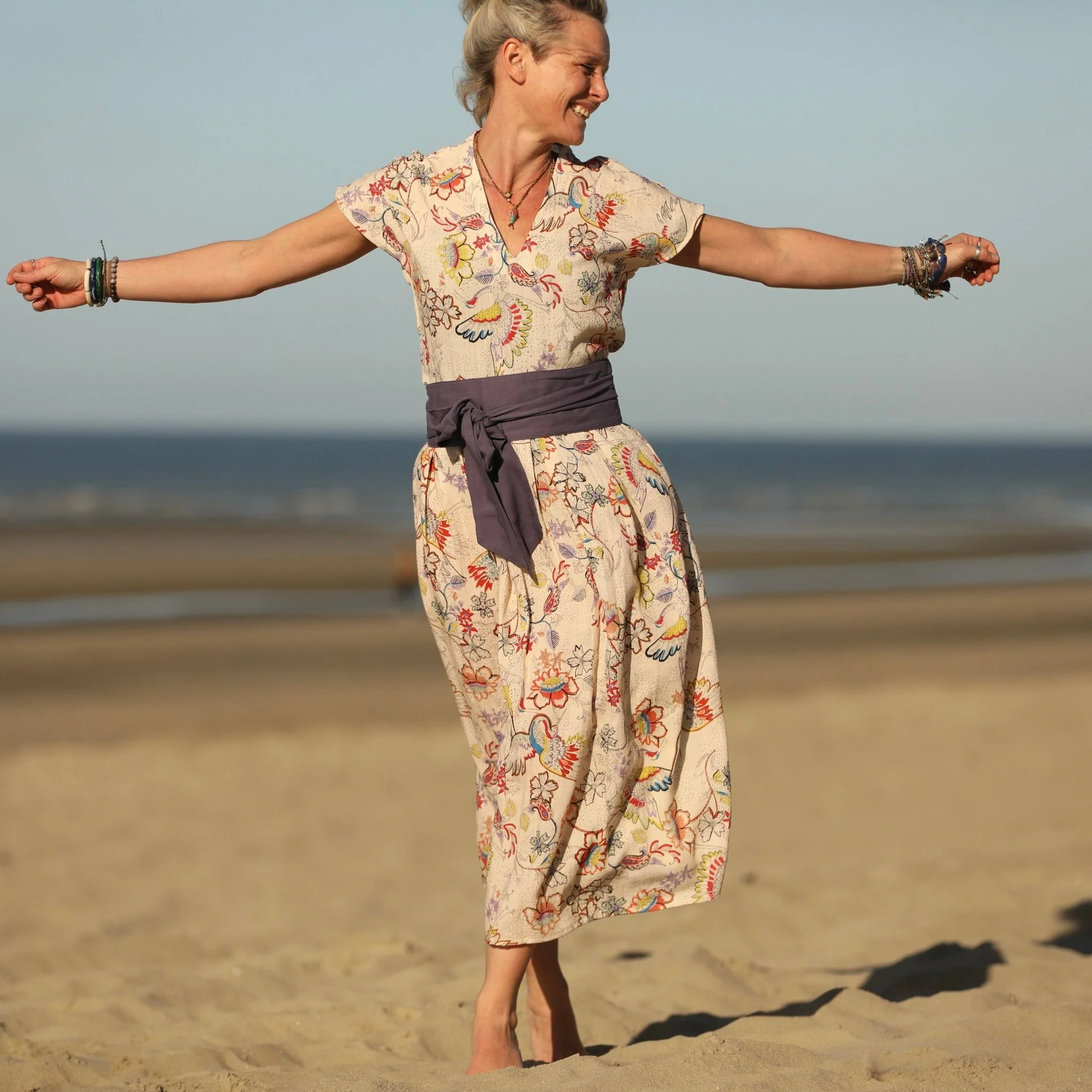 Robe Sylvette - viscose imprimé Éclats d'Ailes - Image 6