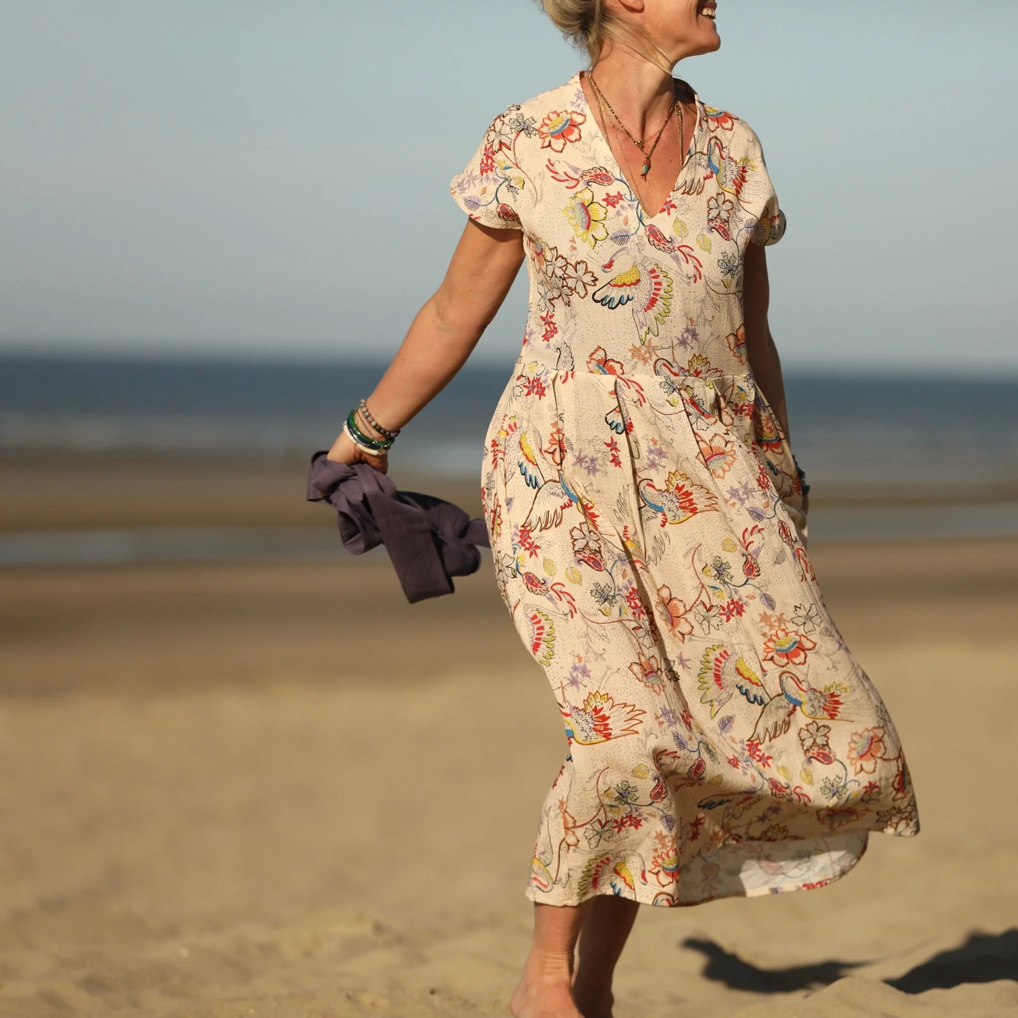Robe Sylvette - viscose imprimé Éclats d'Ailes - Image 9