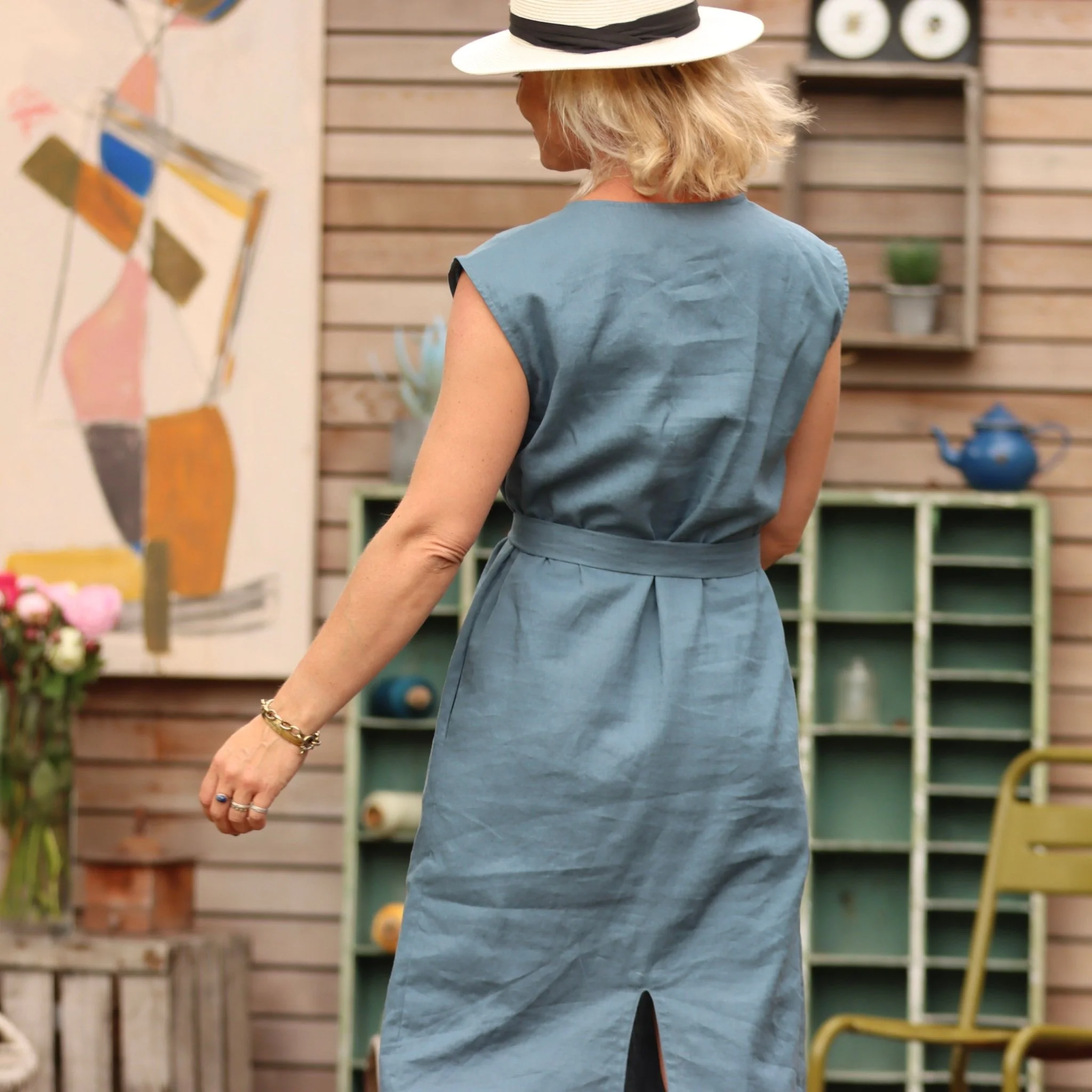 Robe Tia - Lin bleu navy - Image 3