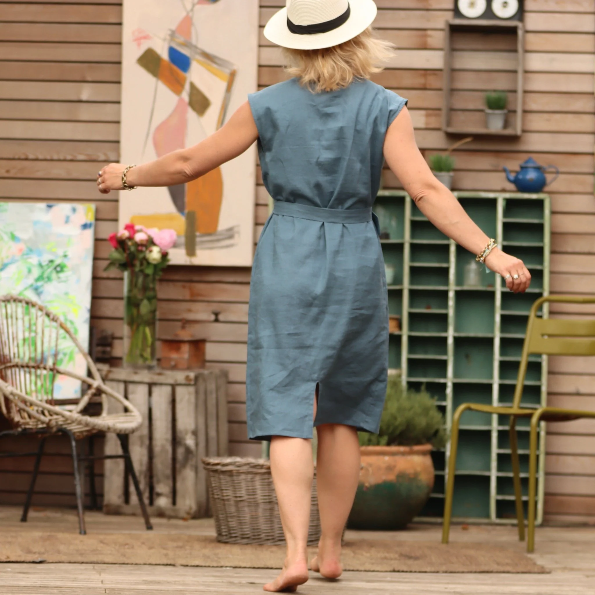 Robe Tia - Lin bleu navy - Image 8