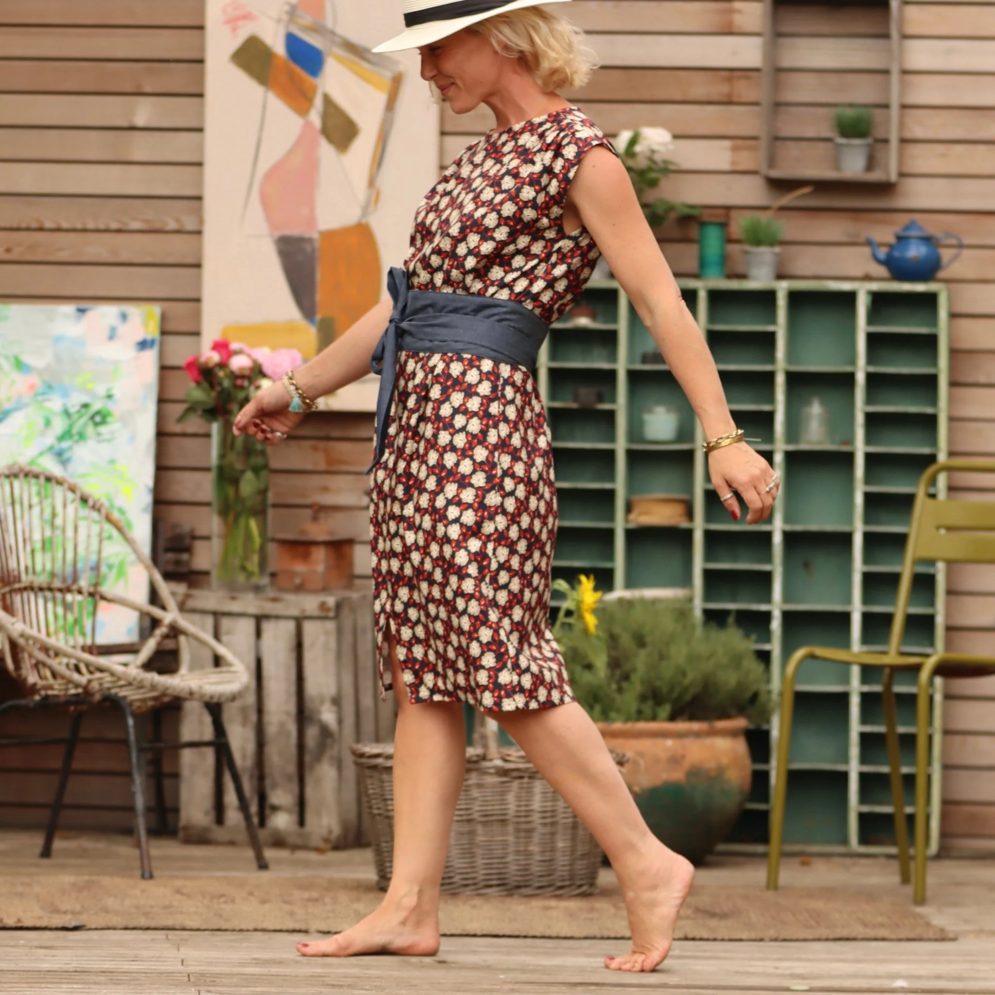 Robe Tia - sergé de coton/viscose fleurs d'Espelette - Image 3