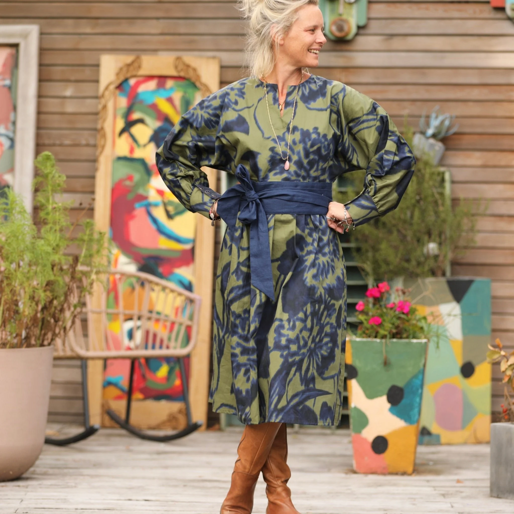Robe Orlane - satin de coton Ondée botanique - Image 7