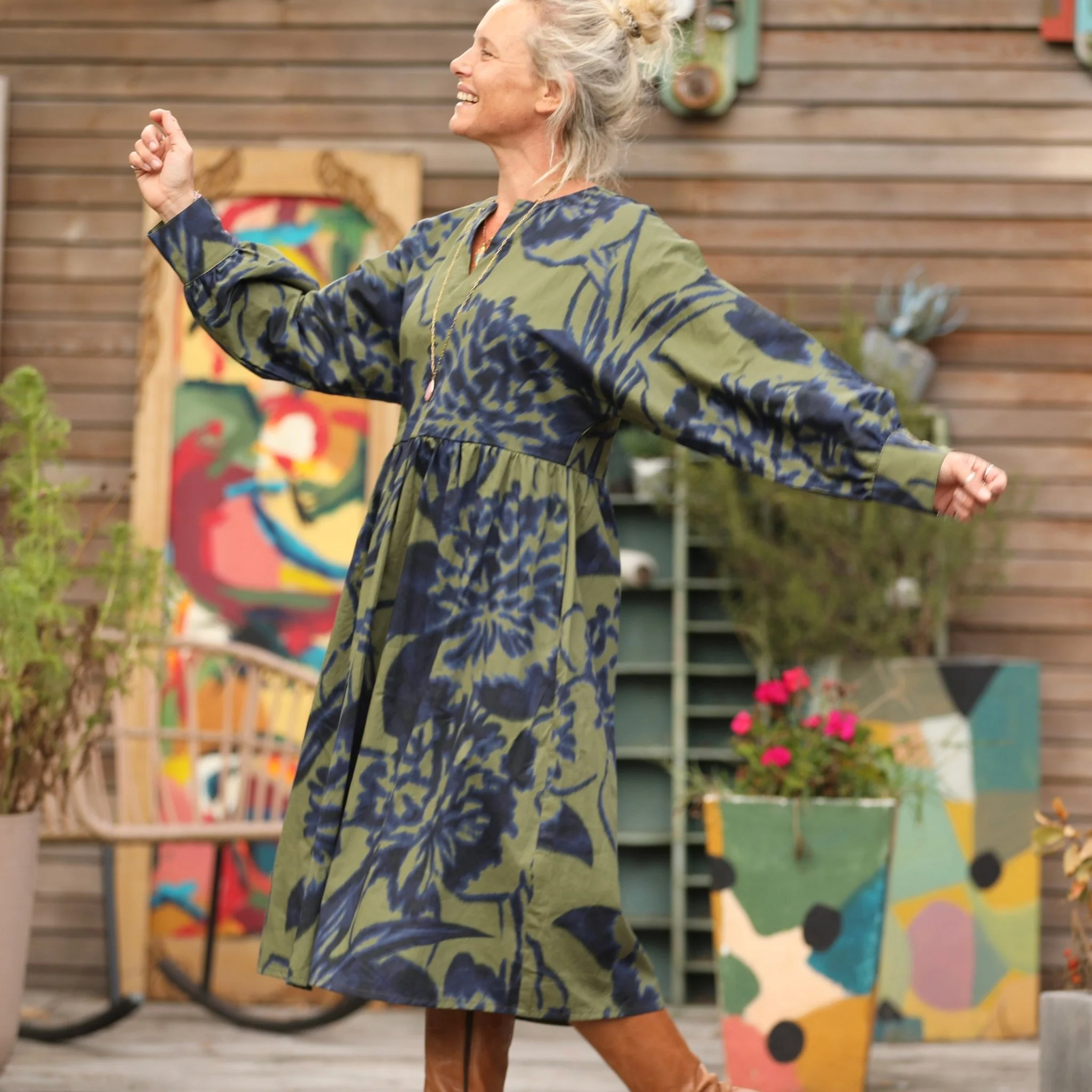 Robe Orlane - satin de coton Ondée botanique - Image 8
