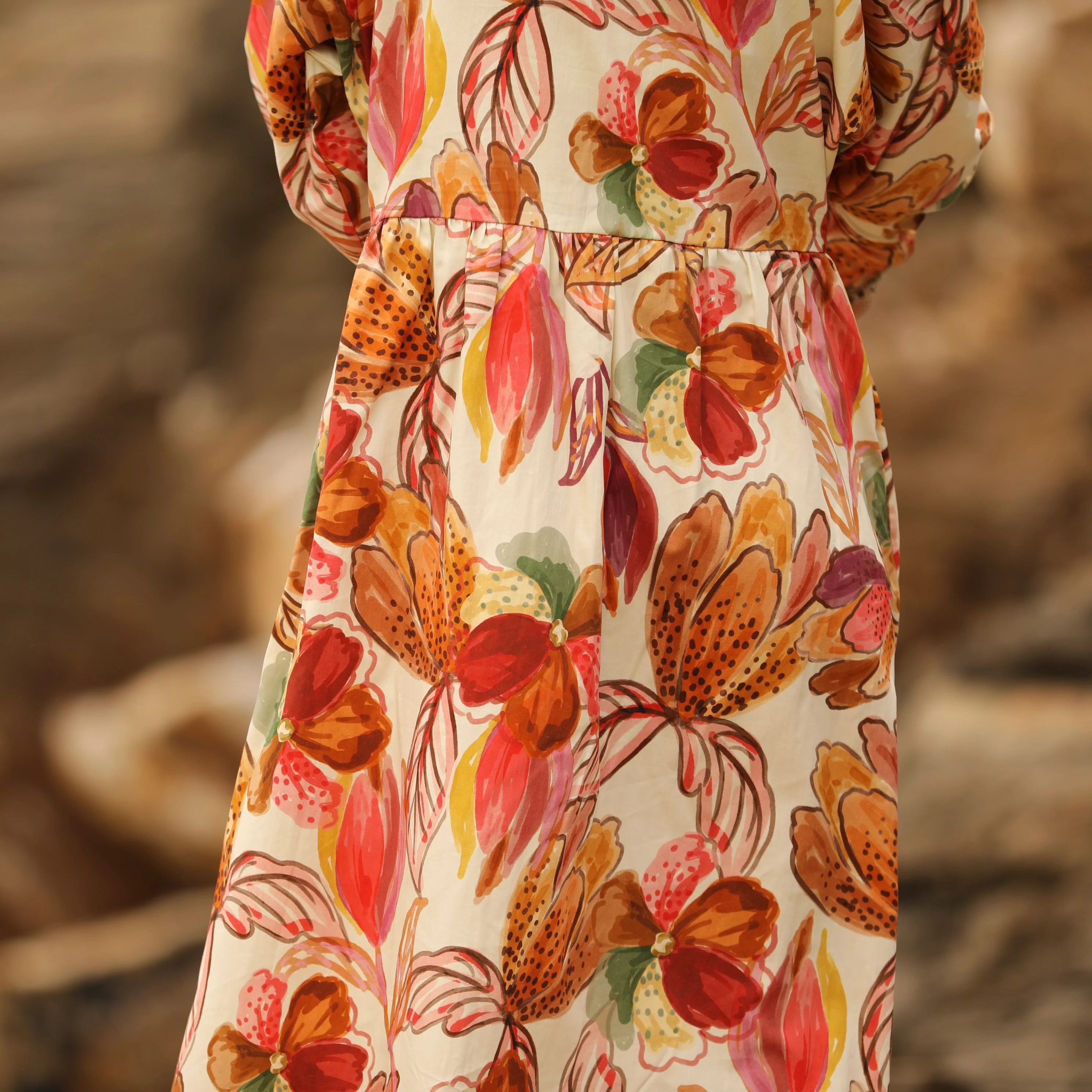 Robe Orlane - satin de coton poésie d’automne - Image 3