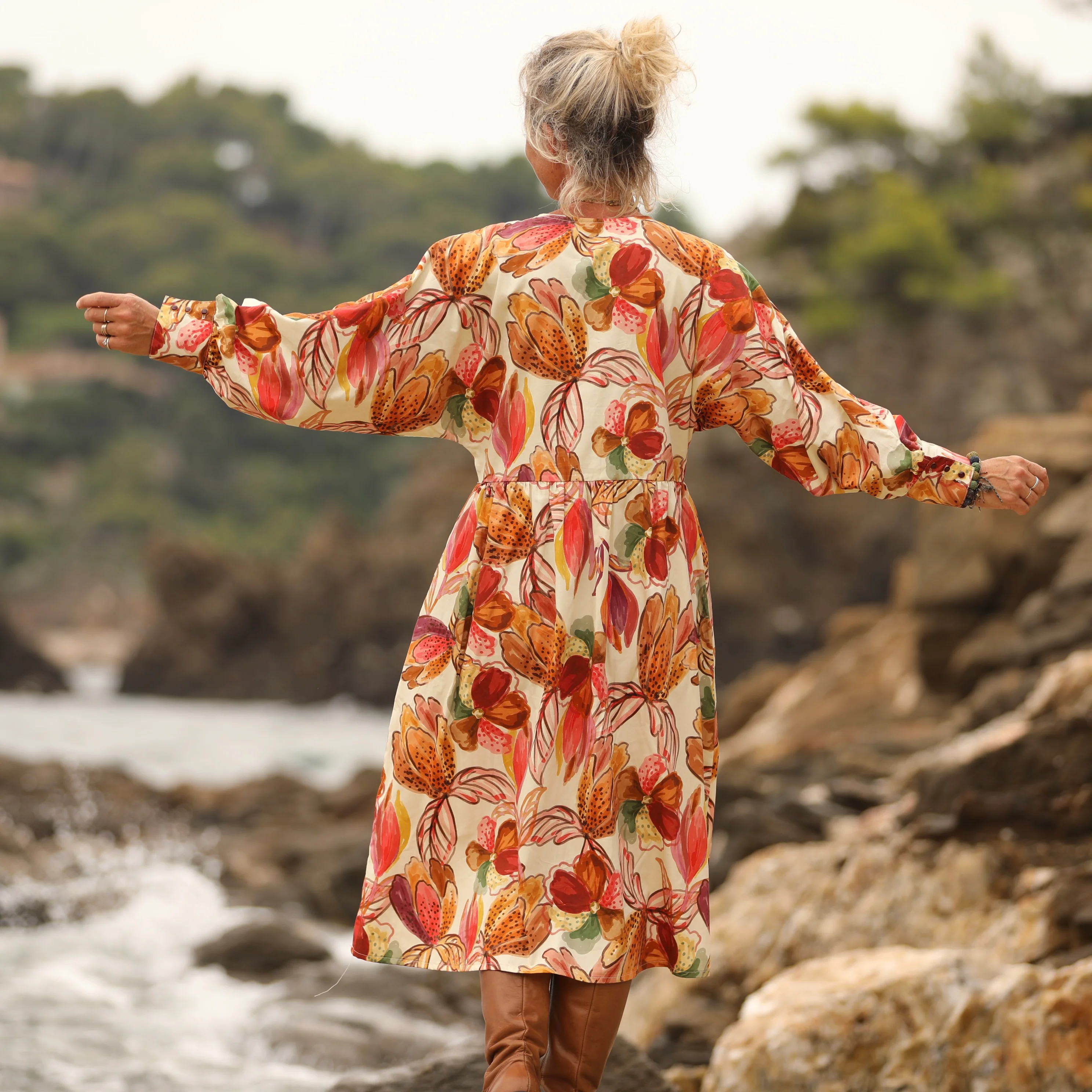 Robe Orlane - satin de coton poésie d’automne - Image 4