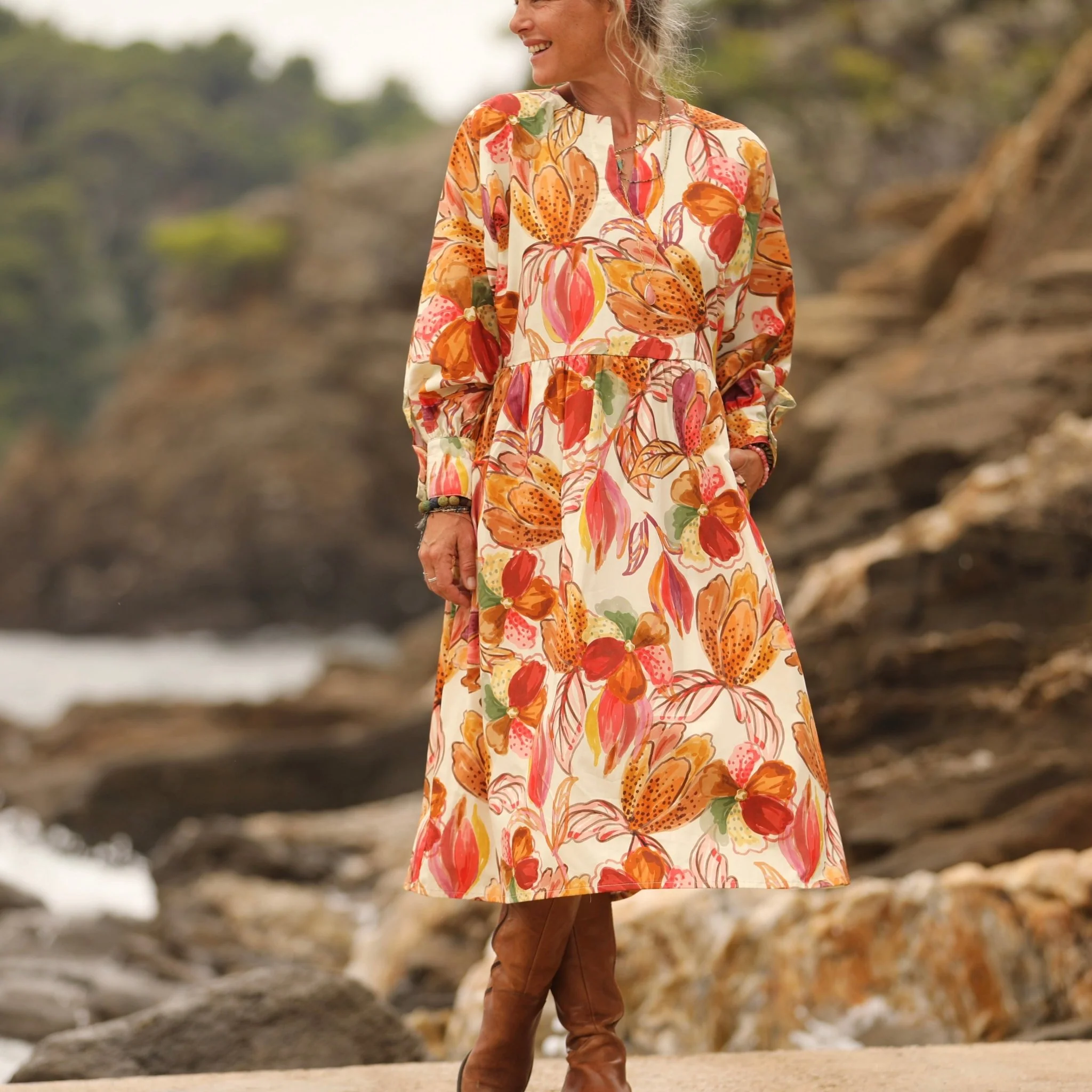 Robe Orlane - satin de coton poésie d’automne - Image 6