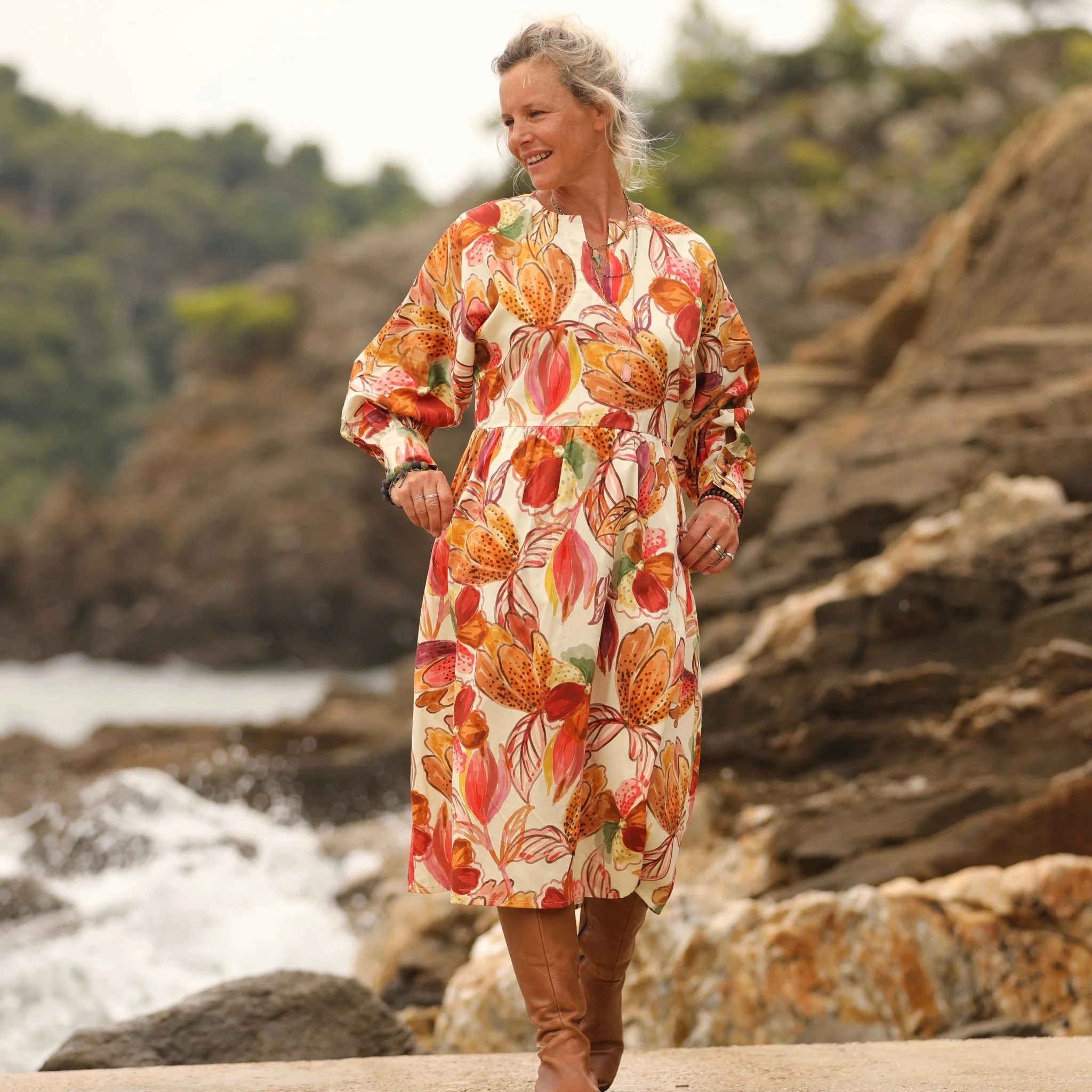 Robe Orlane - satin de coton poésie d’automne - Image 7