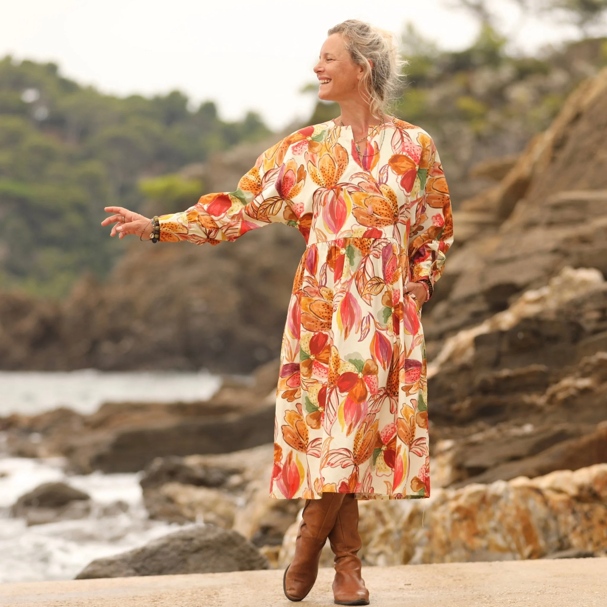 Robe Orlane - satin de coton poésie d’automne - Image 8